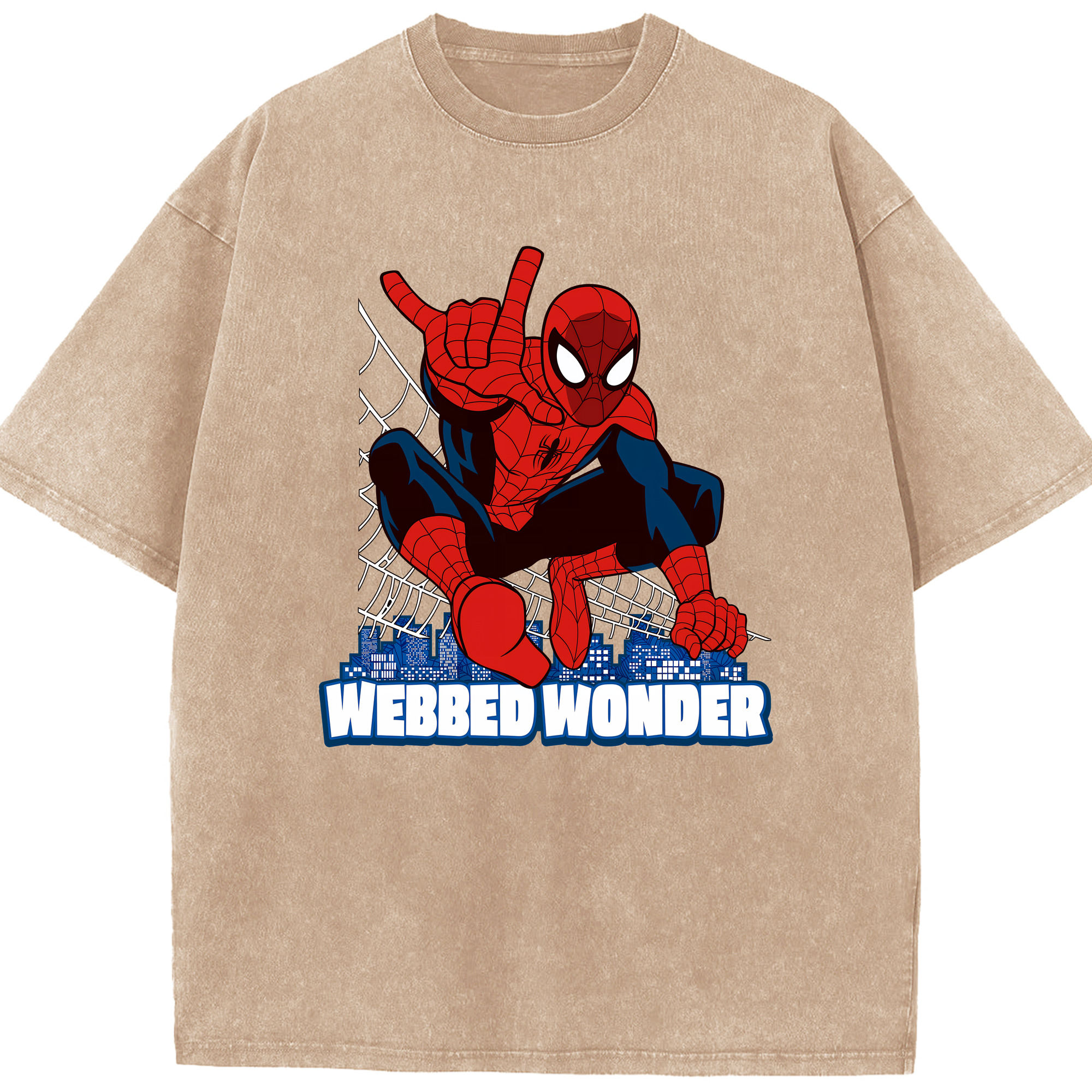 （画像用） Spider Man スパイダーマン 綿100% ヴィンテージ風 半袖Tシャツ（フロントプリント）