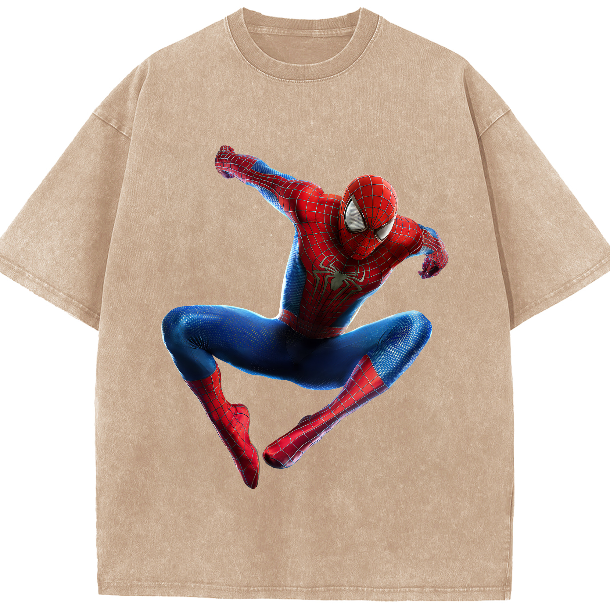 （画像用） Spider Man スパイダーマン 綿100% ヴィンテージ風 半袖Tシャツ（フロントプリント）
