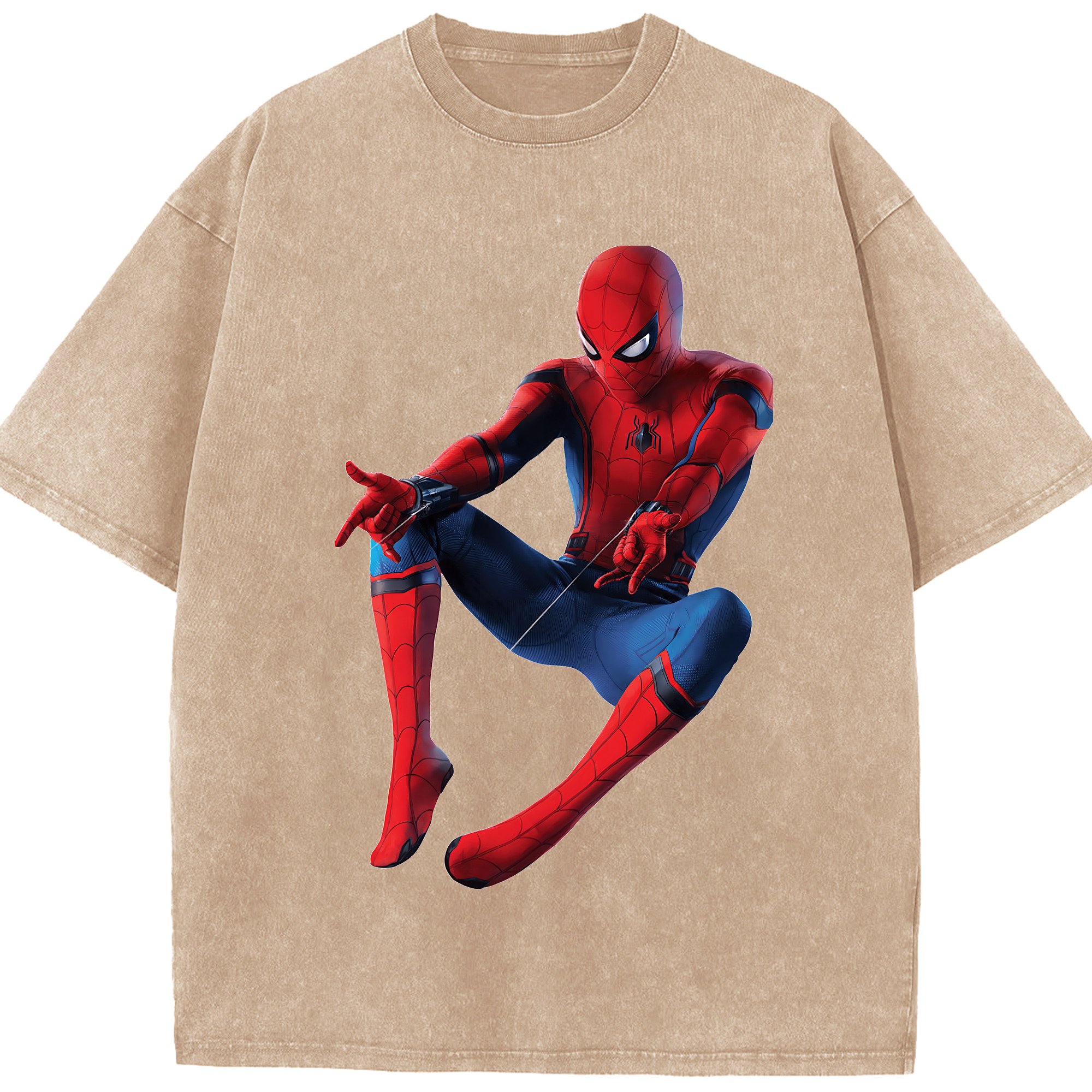 （画像用） Spider Man スパイダーマン 綿100% ヴィンテージ風 半袖Tシャツ（フロントプリント）