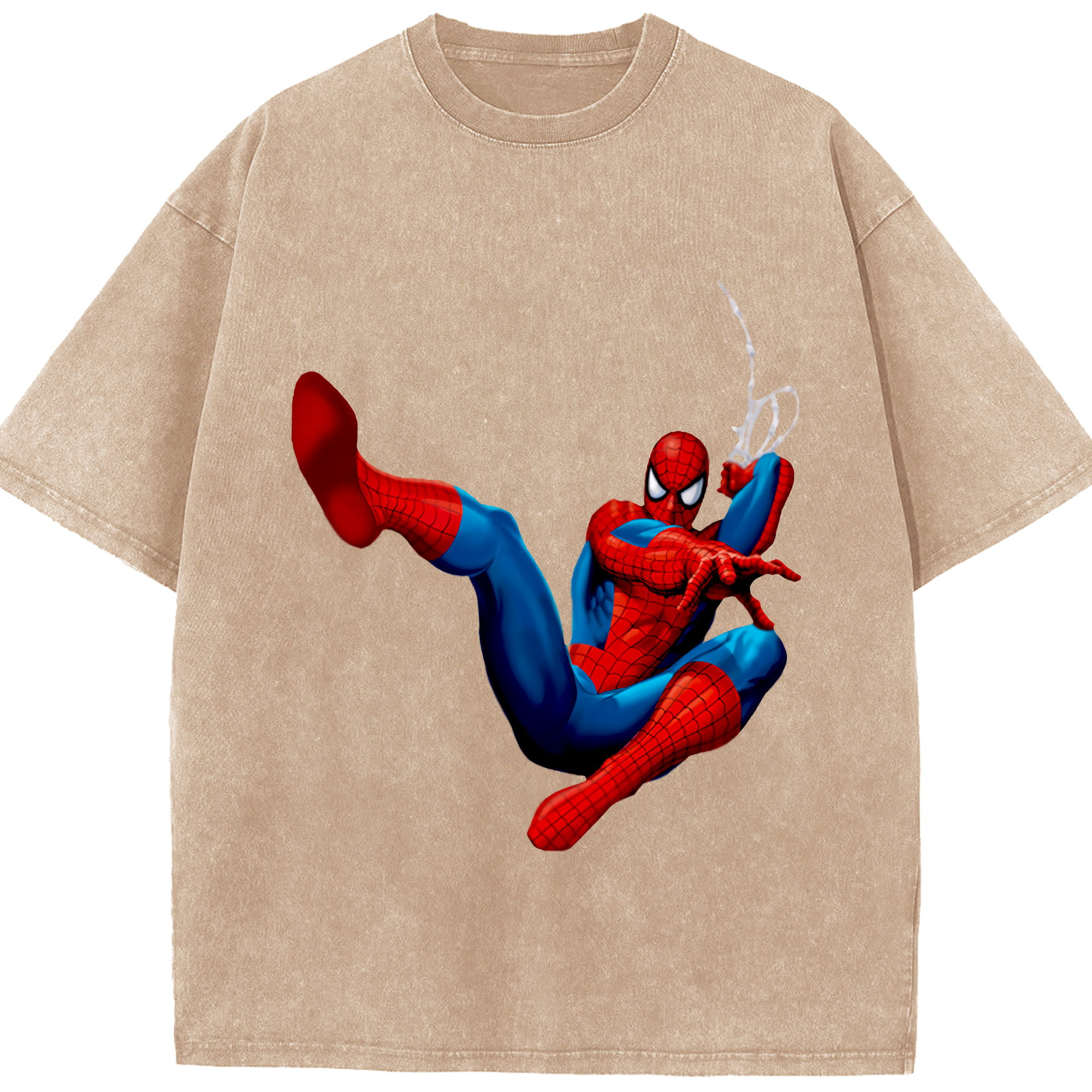 （画像用） Spider Man スパイダーマン 綿100% ヴィンテージ風 半袖Tシャツ（フロントプリント）