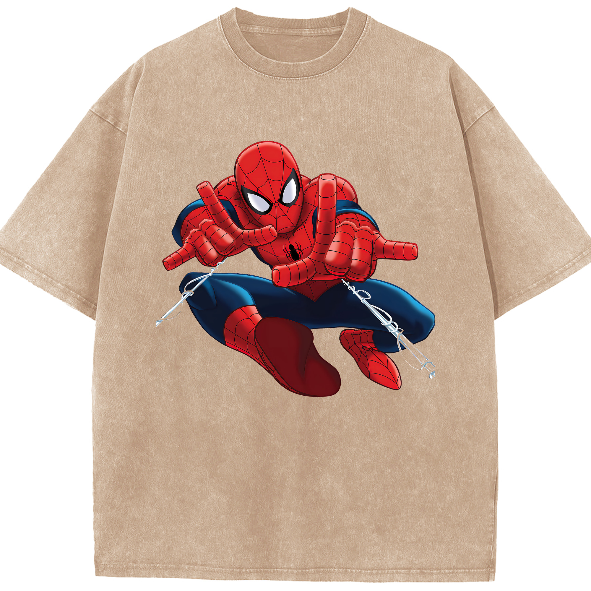 Spider Man スパイダーマン 綿100% ヴィンテージ風 半袖Tシャツ（フロントプリント）