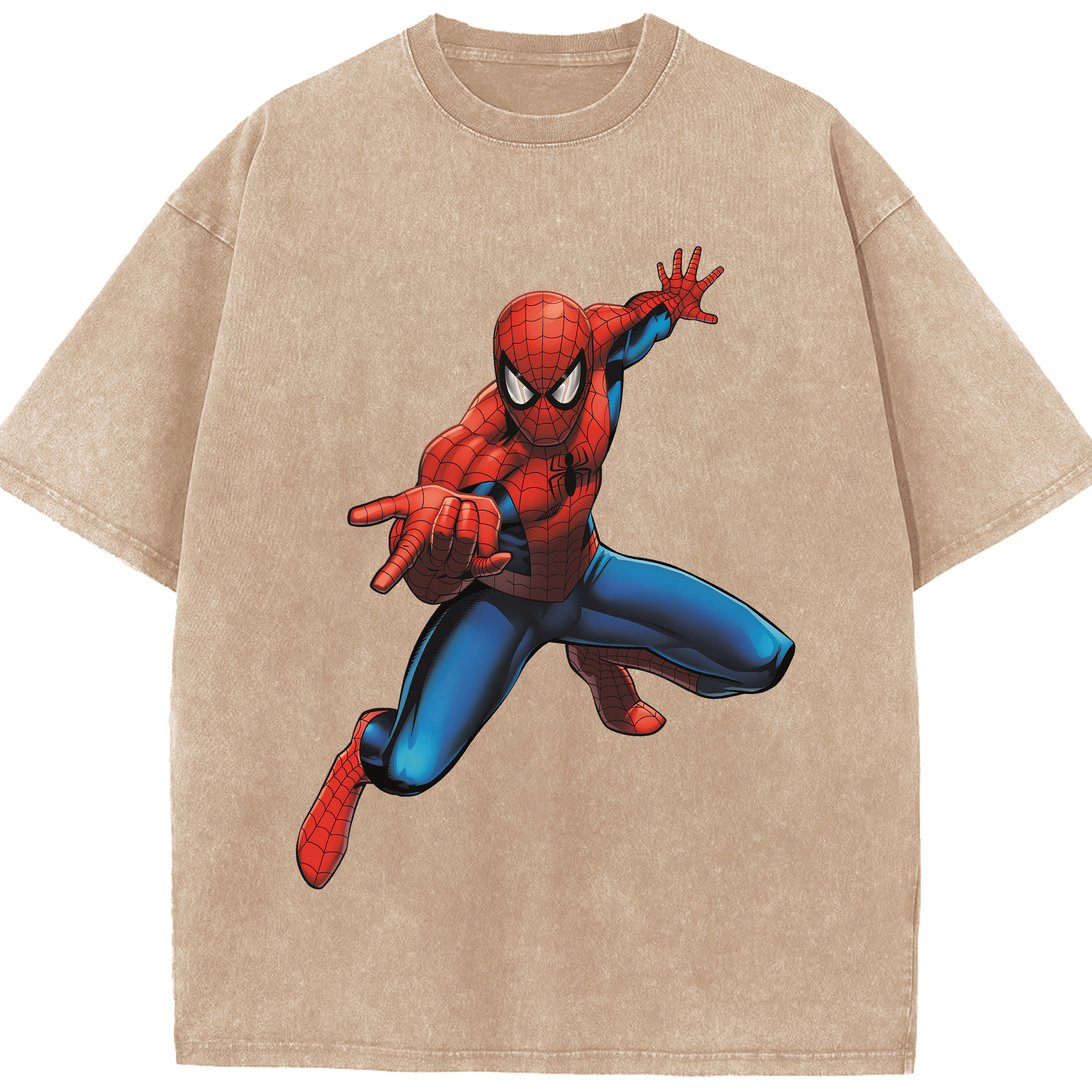 （画像用） Spider Man スパイダーマン 綿100% ヴィンテージ風 半袖Tシャツ（フロントプリント）