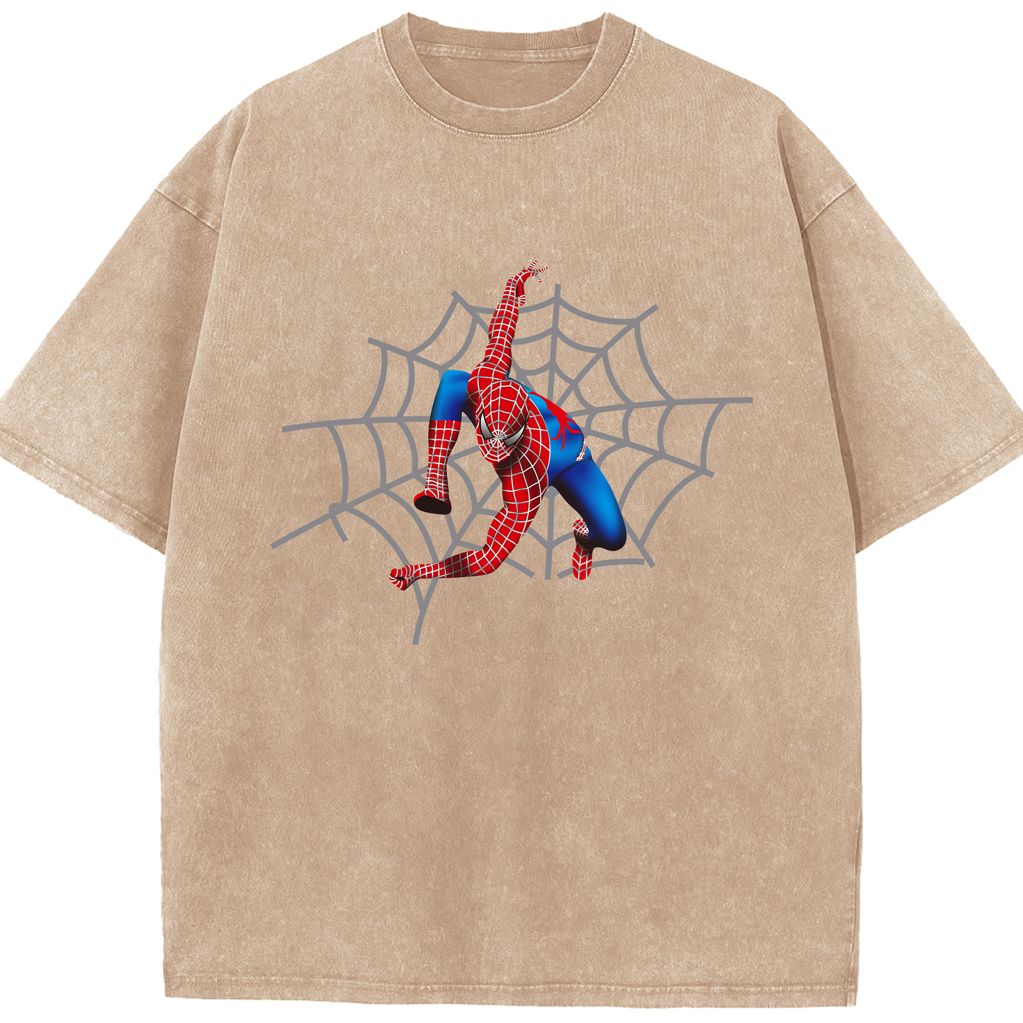 （画像用） Spider Man スパイダーマン 綿100% ヴィンテージ風 半袖Tシャツ（フロントプリント）