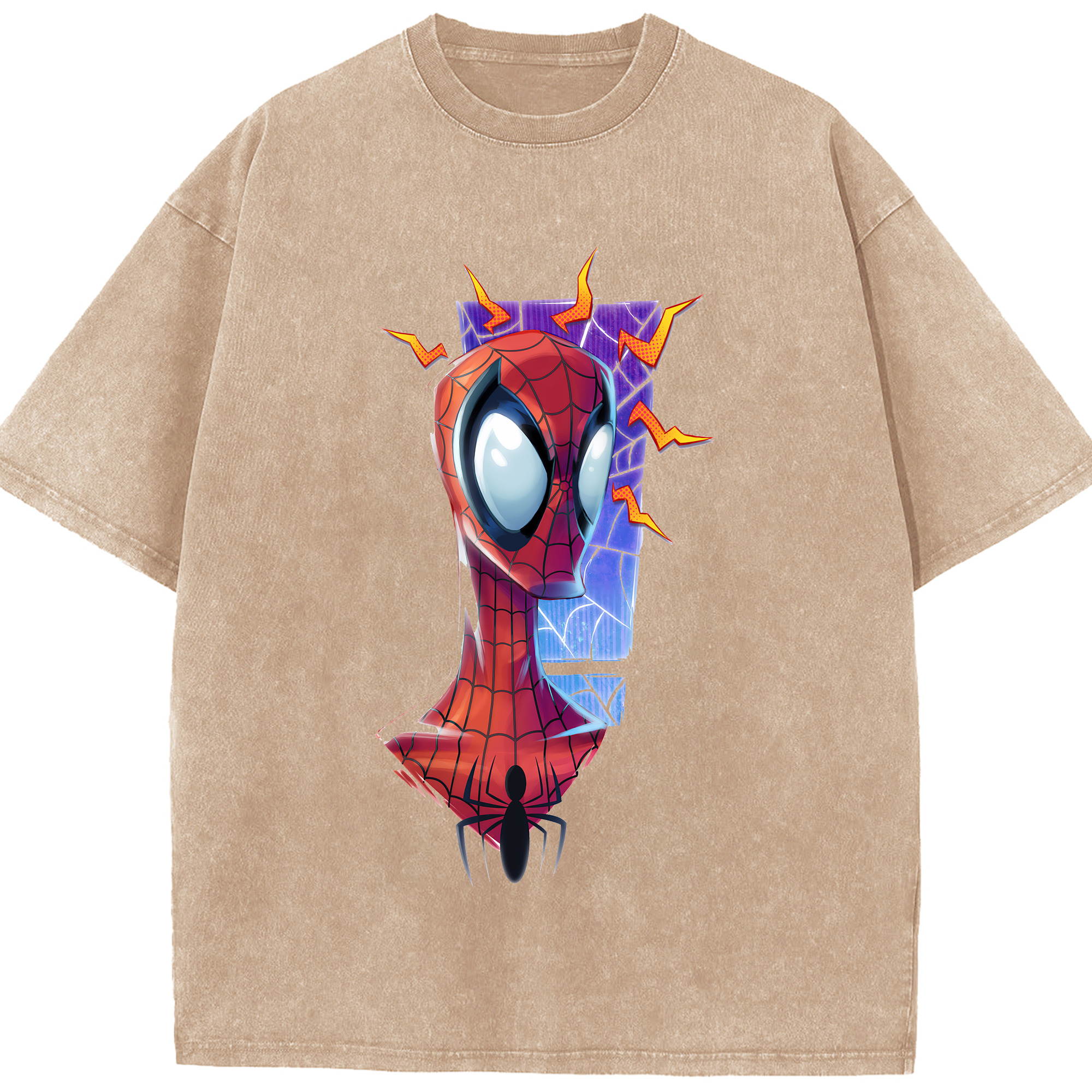 （画像用） Spider Man スパイダーマン 綿100% ヴィンテージ風 半袖Tシャツ（フロントプリント）