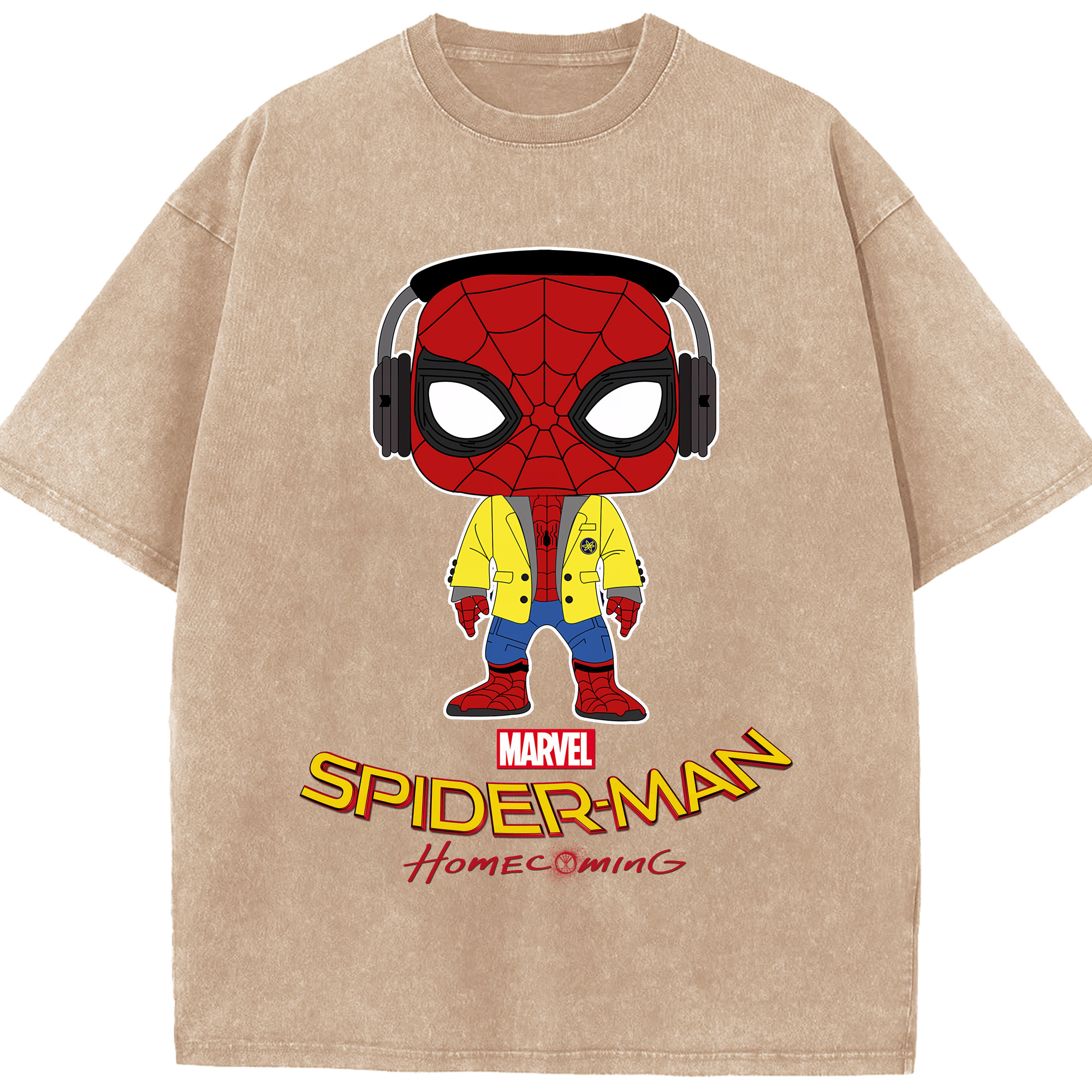 （画像用） Spider Man スパイダーマン 綿100% ヴィンテージ風 半袖Tシャツ（フロントプリント）