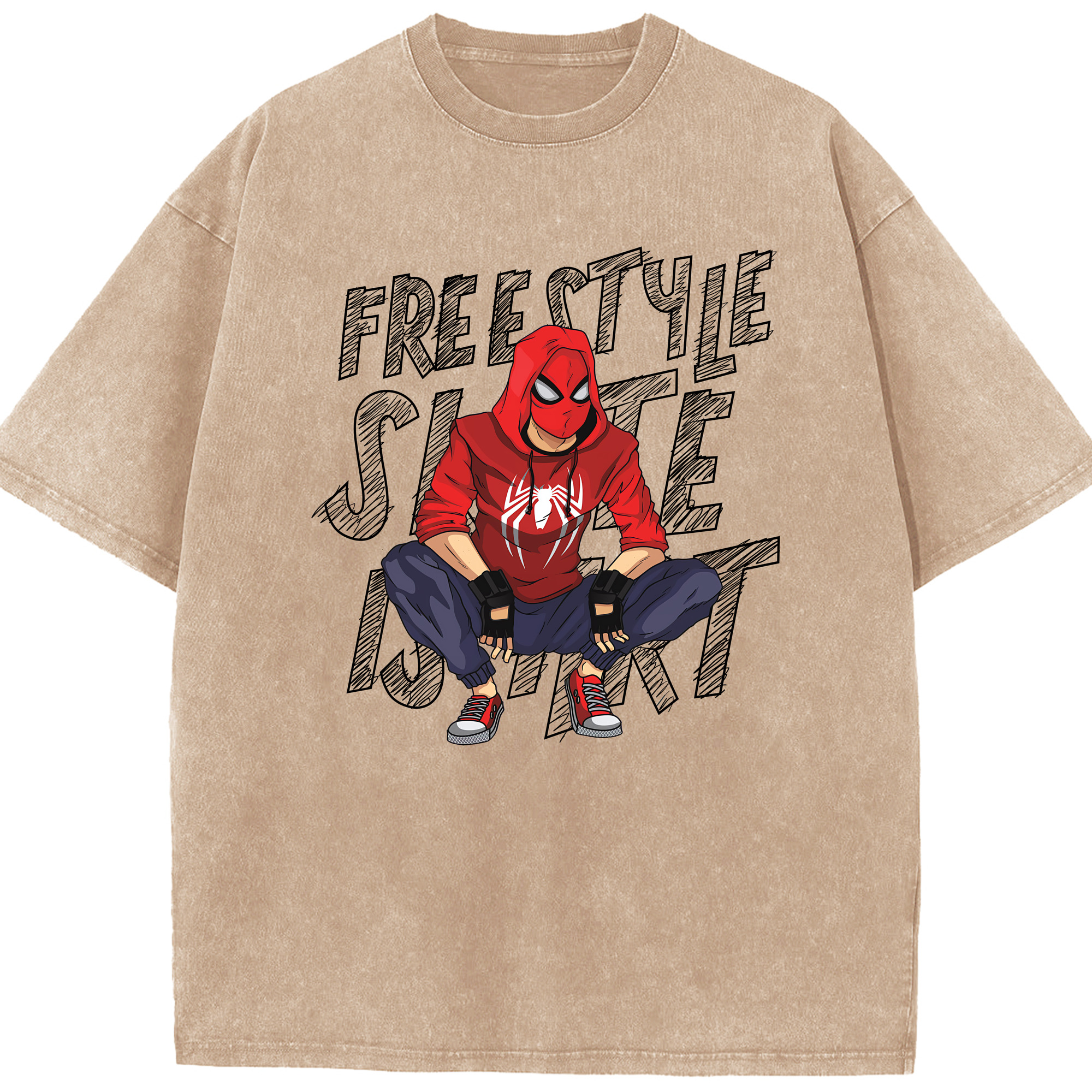 （画像用） Spider Man スパイダーマン 綿100% ヴィンテージ風 半袖Tシャツ（フロントプリント）