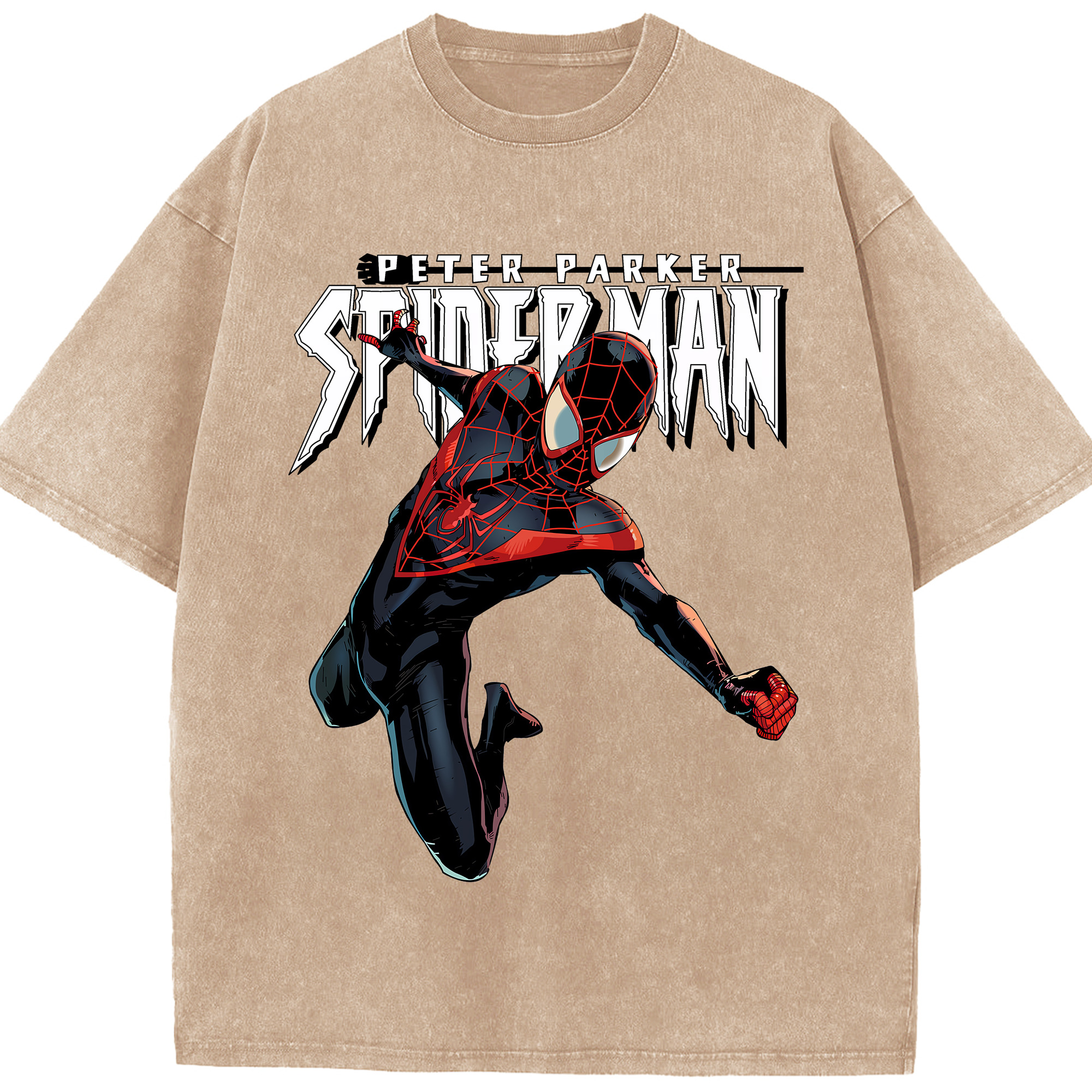 （画像用） Spider Man スパイダーマン 綿100% ヴィンテージ風 半袖Tシャツ（フロントプリント）