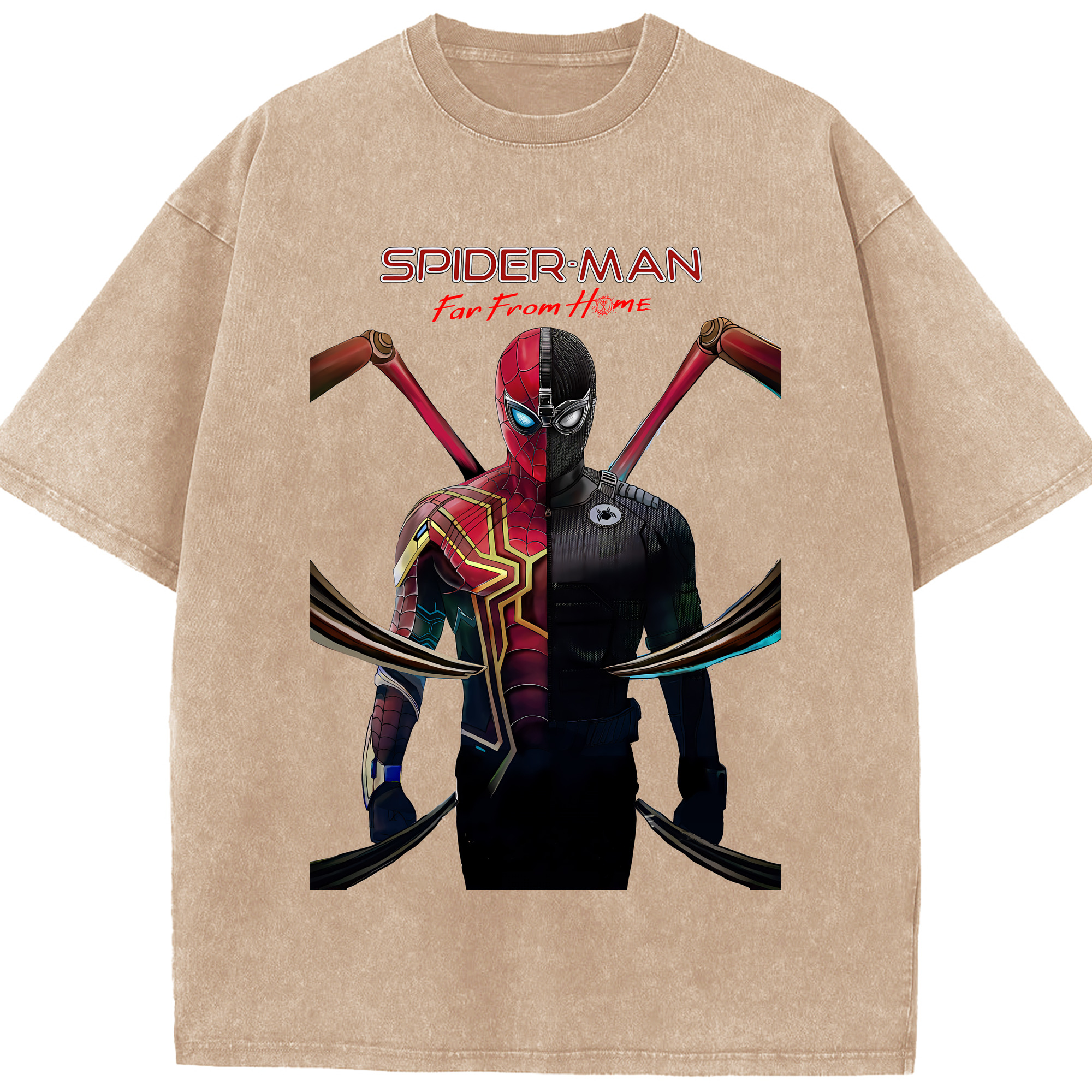 （画像用） Spider Man スパイダーマン 綿100% ヴィンテージ風 半袖Tシャツ（フロントプリント）
