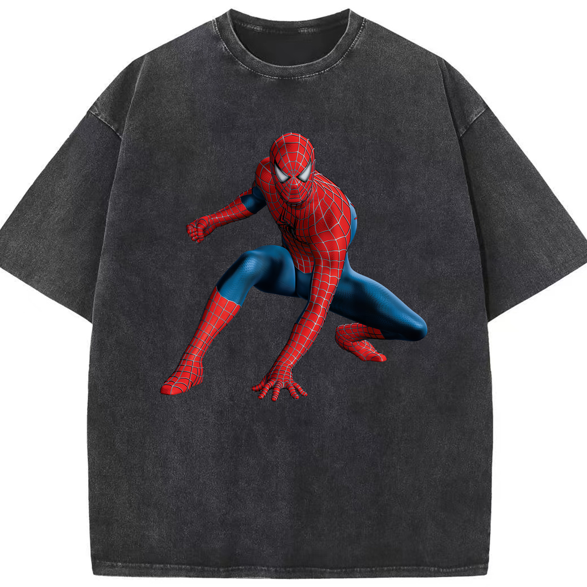 （画像用） Spider Man スパイダーマン 綿100% ヴィンテージ風 半袖Tシャツ（フロントプリント）