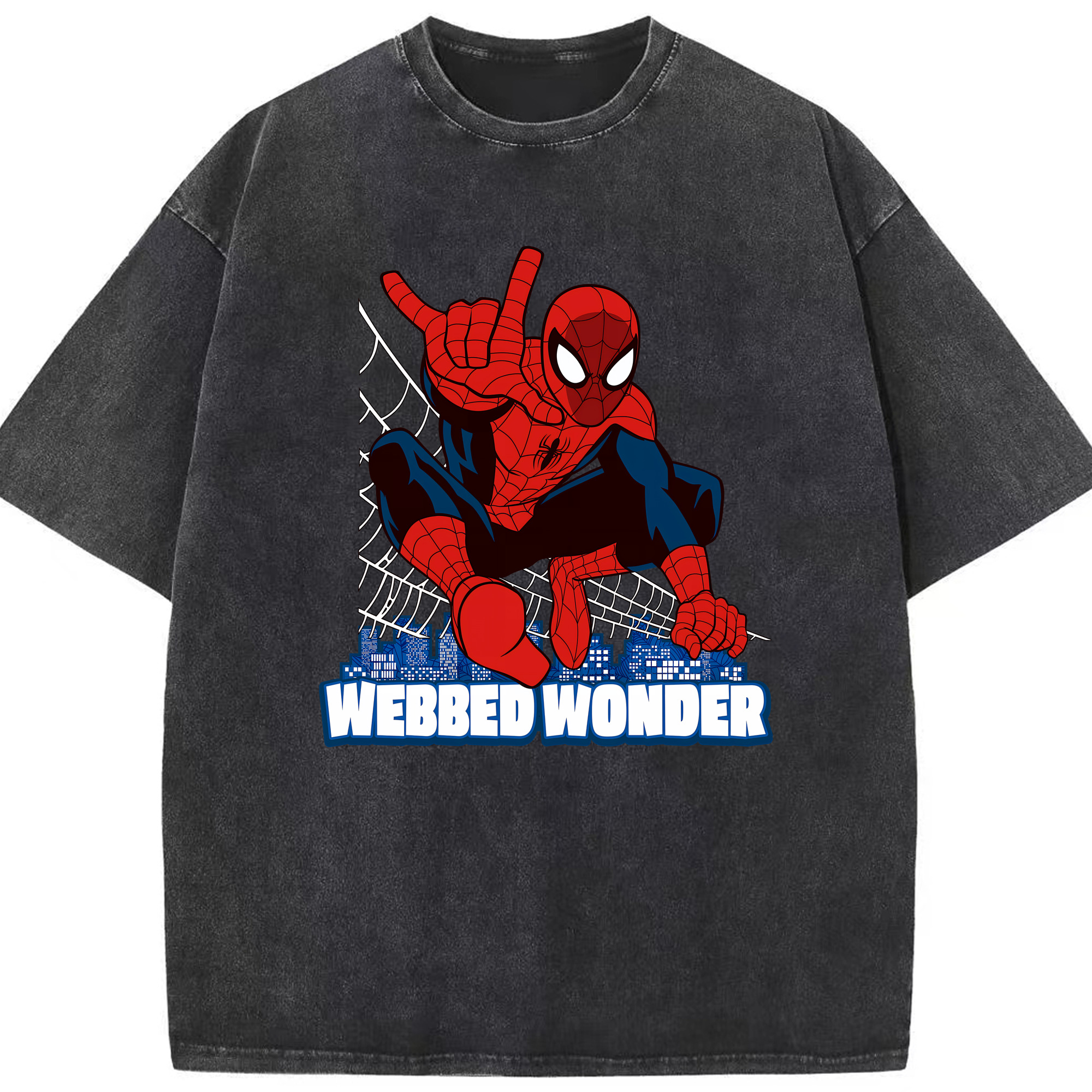 （画像用） Spider Man スパイダーマン 綿100% ヴィンテージ風 半袖Tシャツ（フロントプリント）