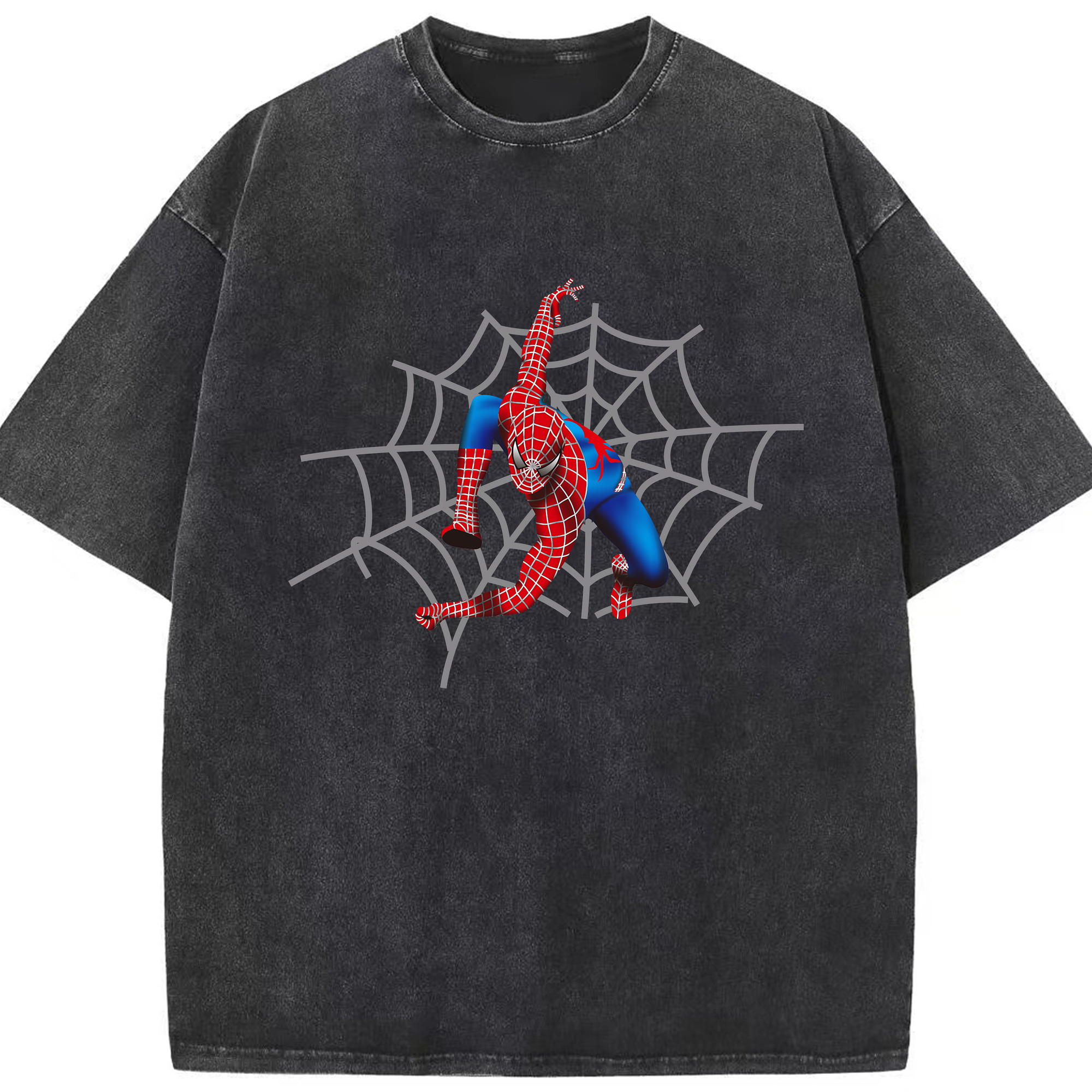 （画像用） Spider Man スパイダーマン 綿100% ヴィンテージ風 半袖Tシャツ（フロントプリント）