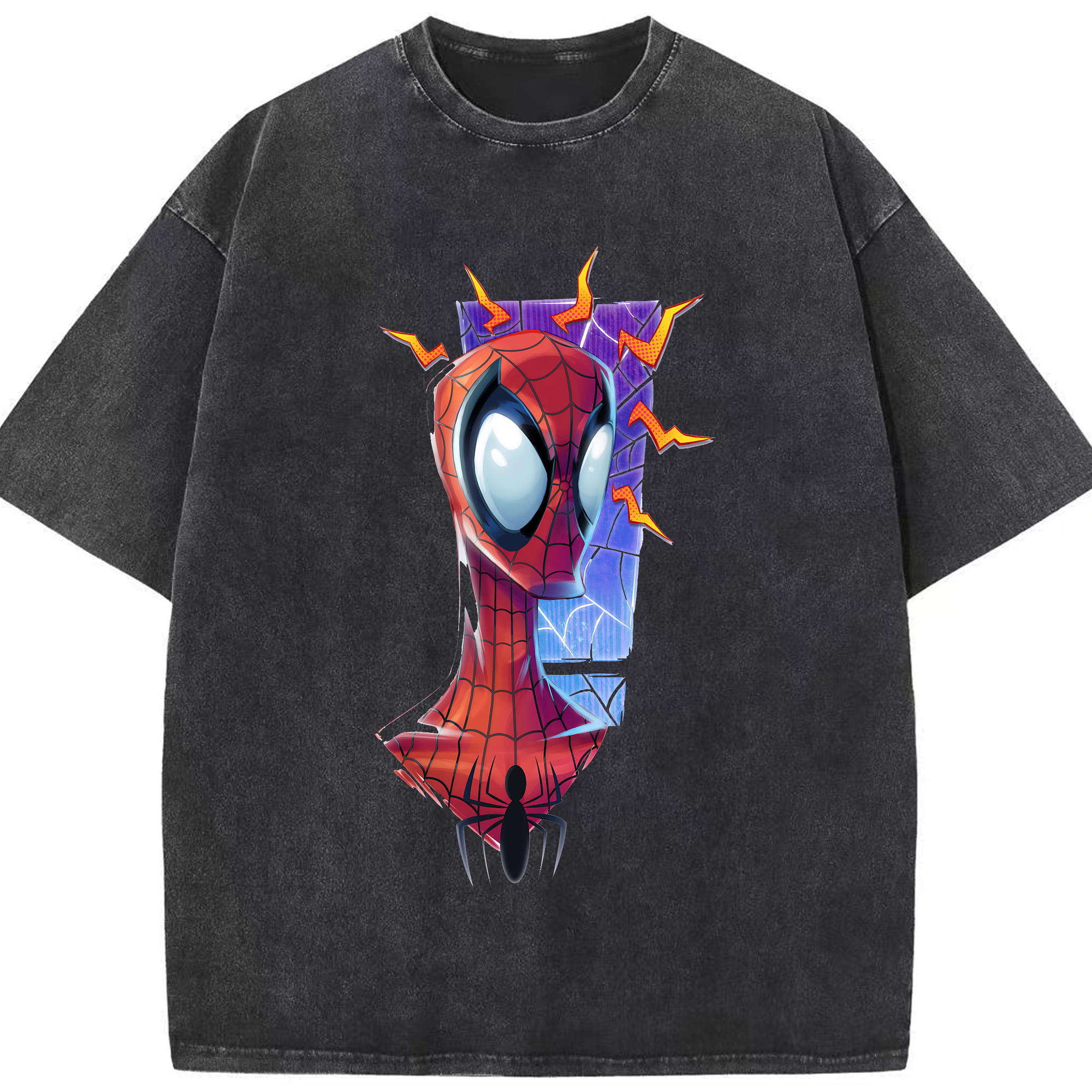 （画像用） Spider Man スパイダーマン 綿100% ヴィンテージ風 半袖Tシャツ（フロントプリント）