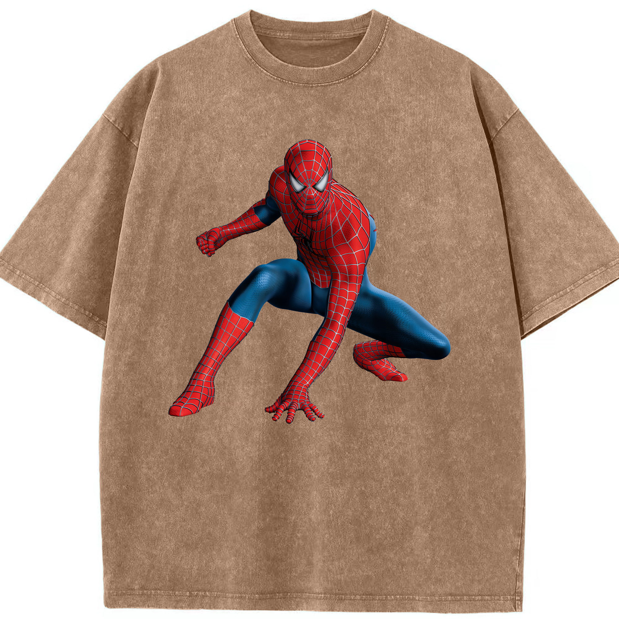 （画像用） Spider Man スパイダーマン 綿100% ヴィンテージ風 半袖Tシャツ（フロントプリント）