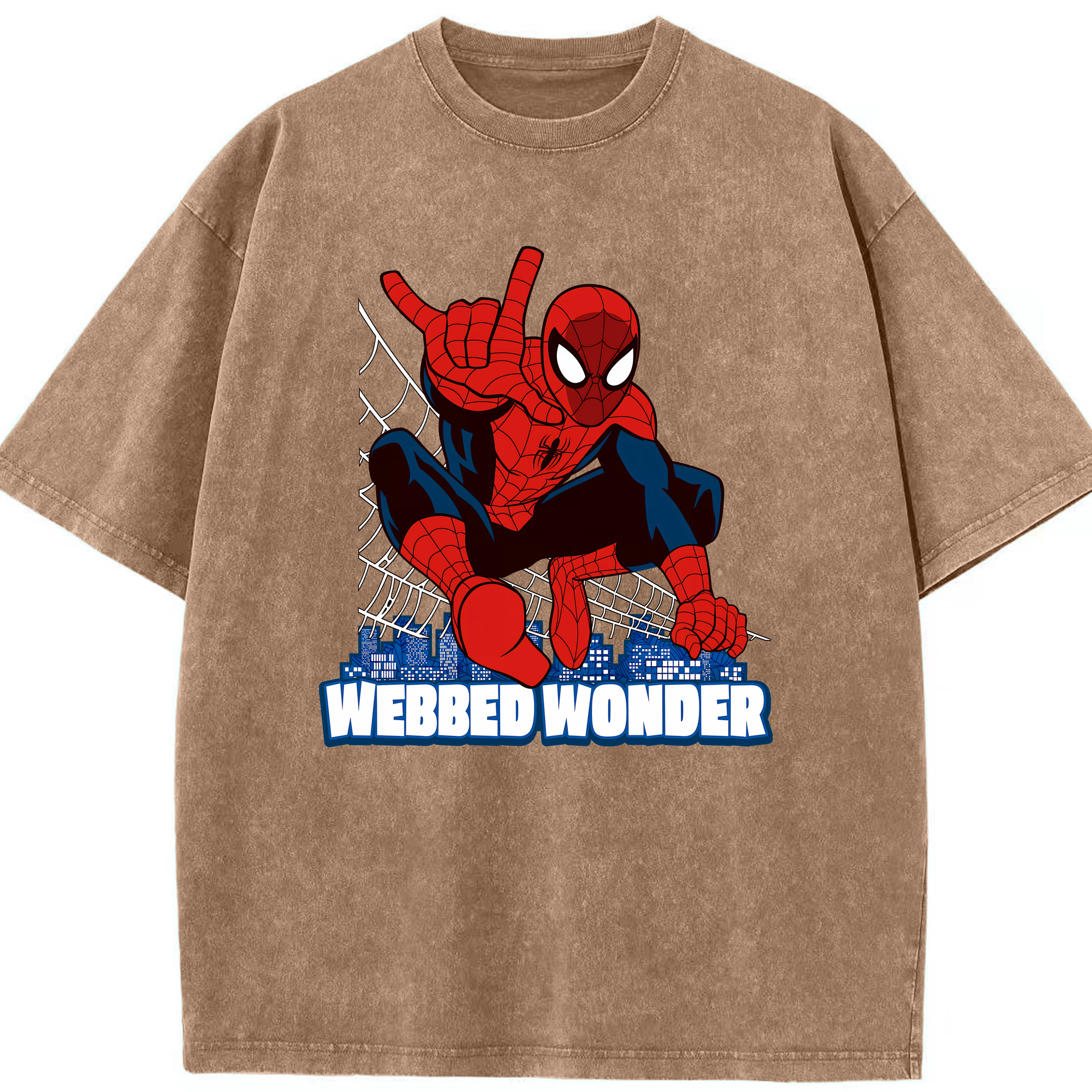 （画像用） Spider Man スパイダーマン 綿100% ヴィンテージ風 半袖Tシャツ（フロントプリント）