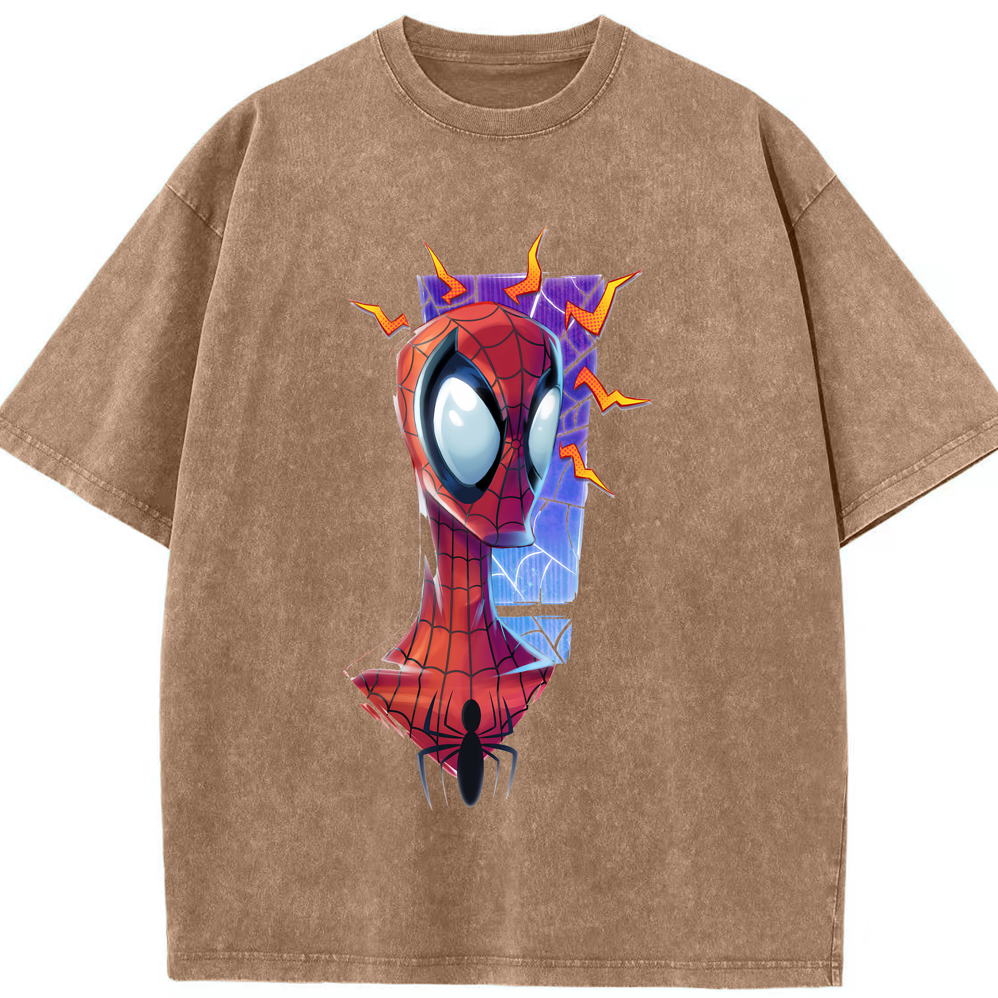 （画像用） Spider Man スパイダーマン 綿100% ヴィンテージ風 半袖Tシャツ（フロントプリント）