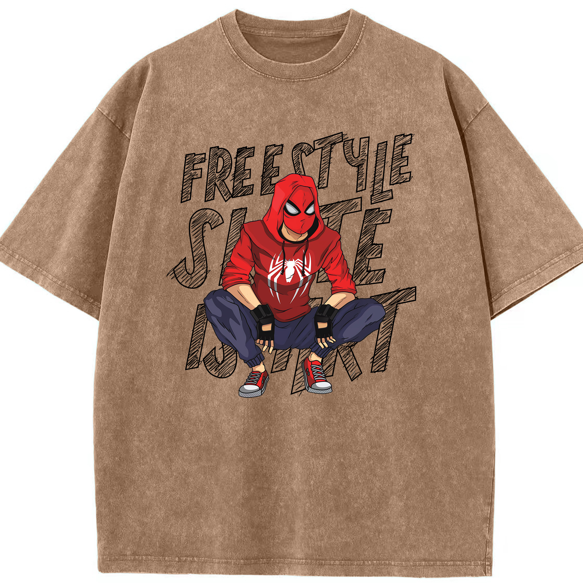 （画像用） Spider Man スパイダーマン 綿100% ヴィンテージ風 半袖Tシャツ（フロントプリント）