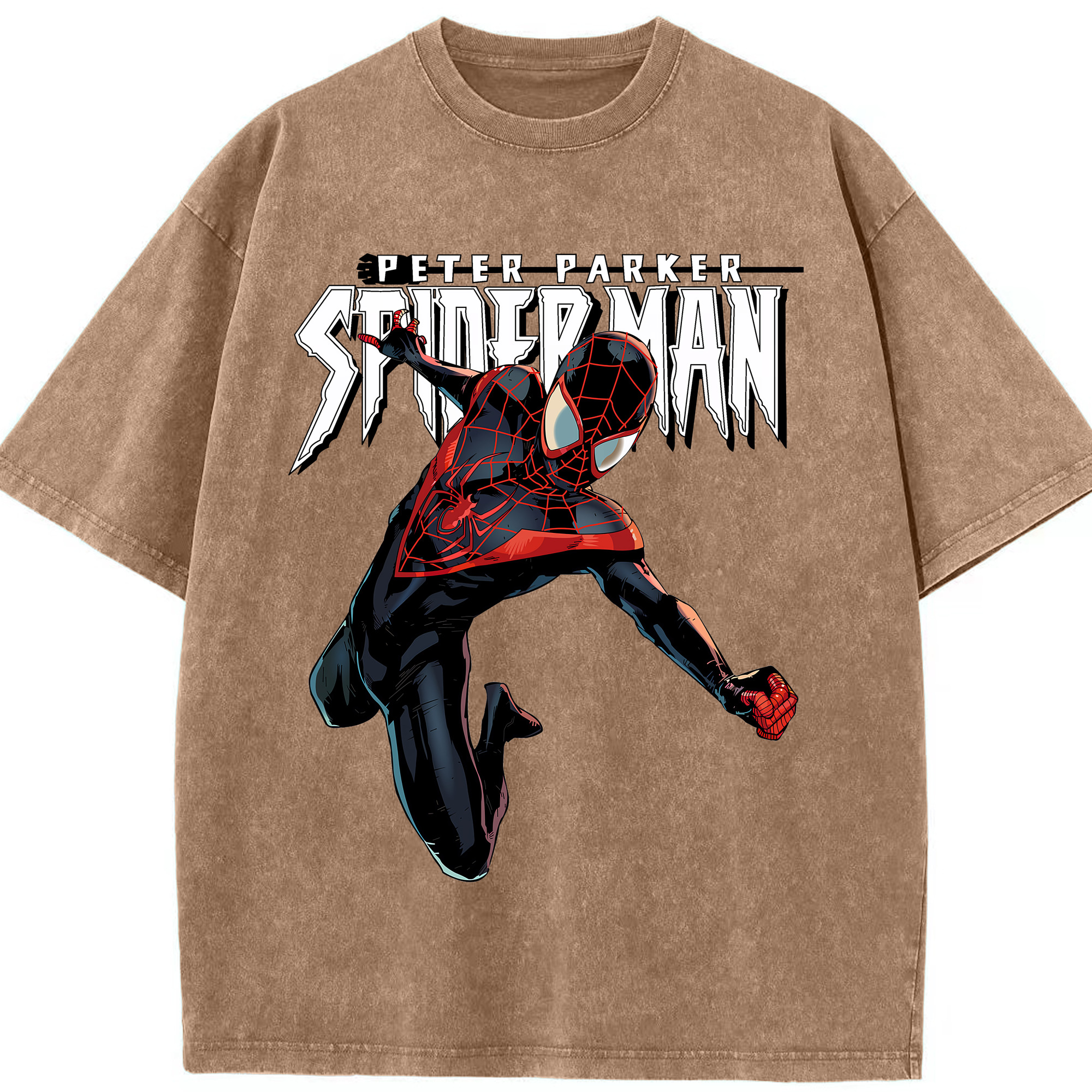 （画像用） Spider Man スパイダーマン 綿100% ヴィンテージ風 半袖Tシャツ（フロントプリント）