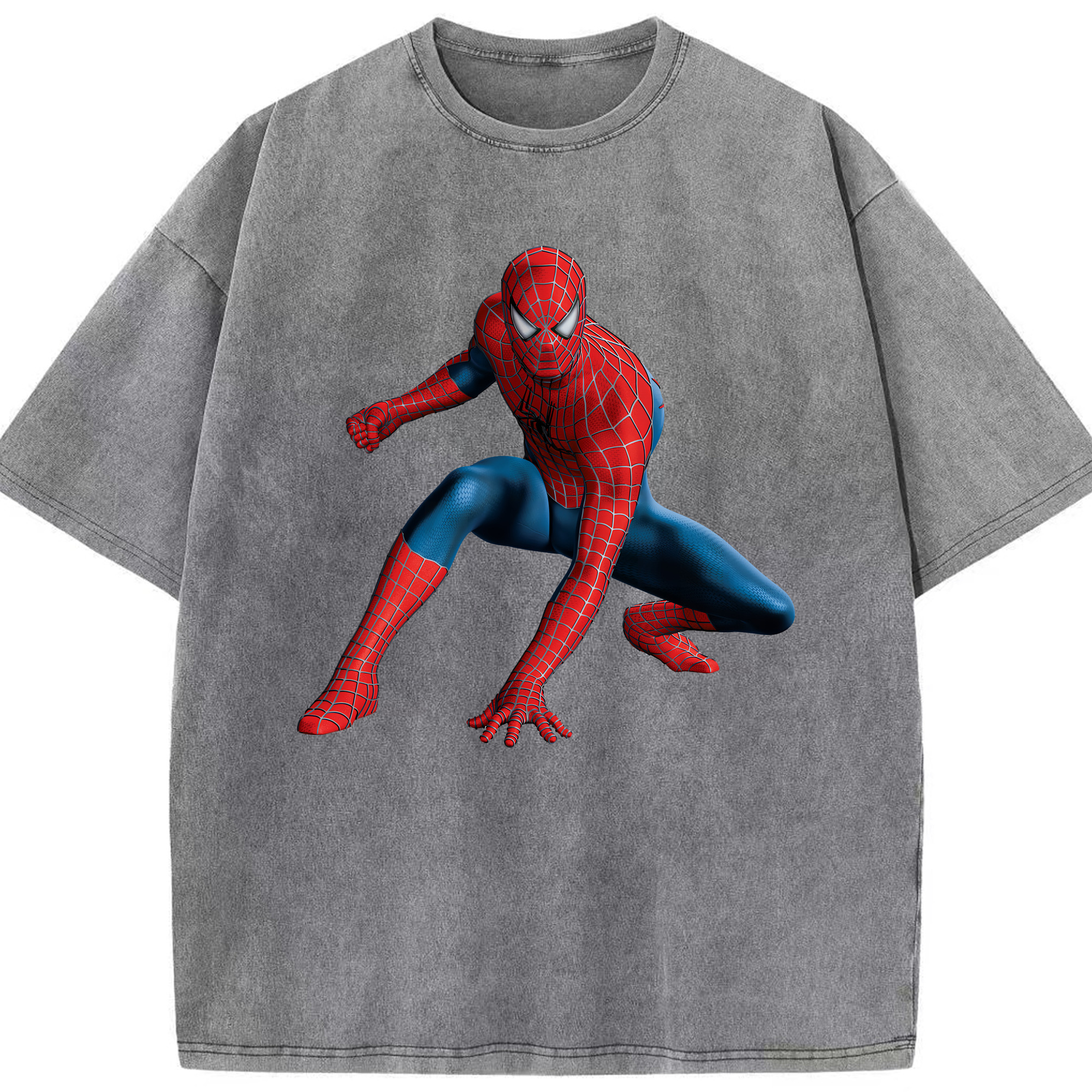 （画像用） Spider Man スパイダーマン 綿100% ヴィンテージ風 半袖Tシャツ（フロントプリント）