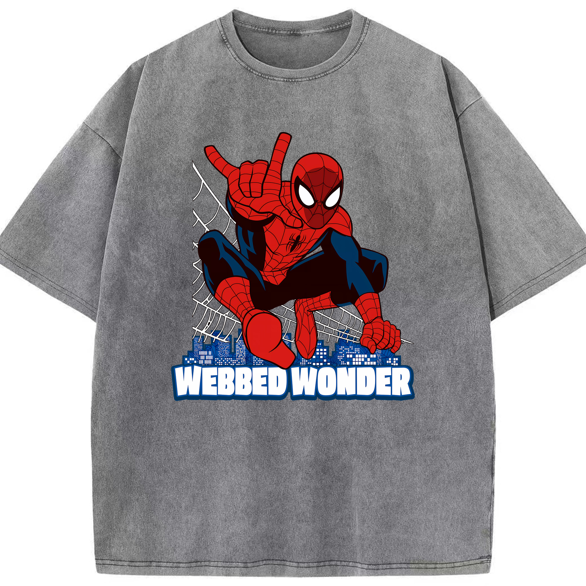 （画像用） Spider Man スパイダーマン 綿100% ヴィンテージ風 半袖Tシャツ（フロントプリント）