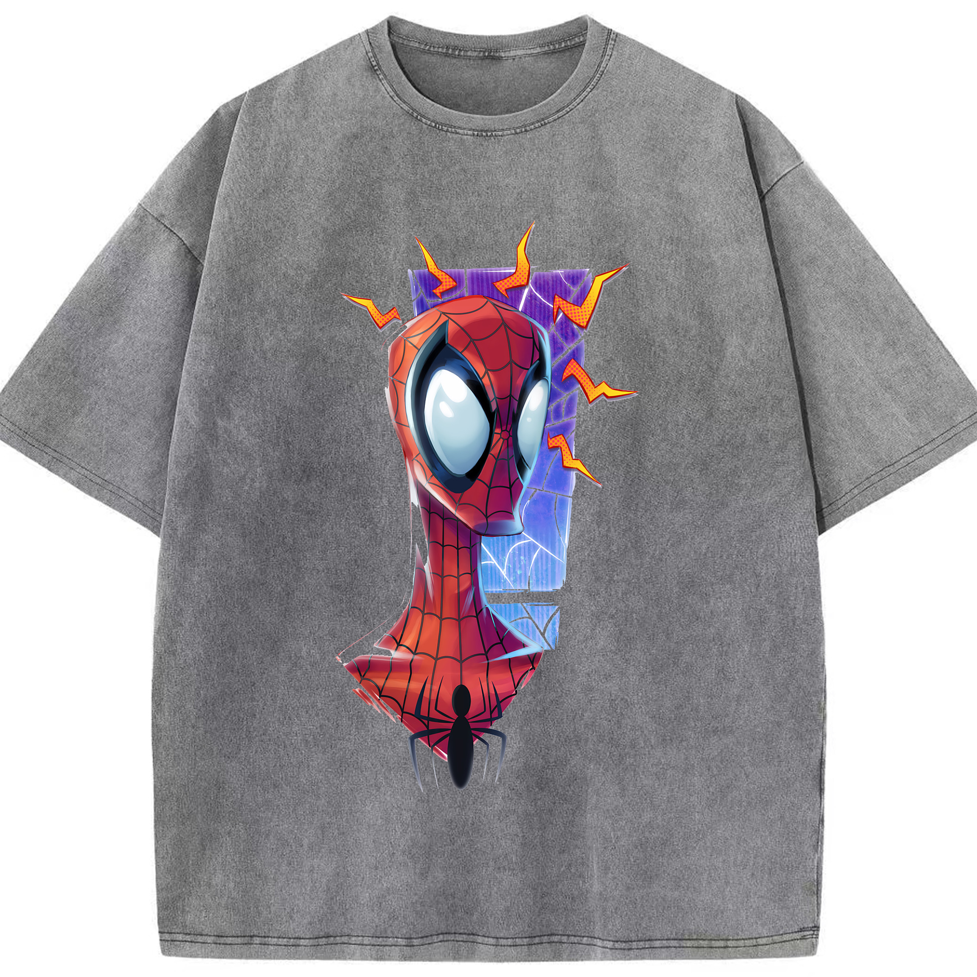 （画像用） Spider Man スパイダーマン 綿100% ヴィンテージ風 半袖Tシャツ（フロントプリント）
