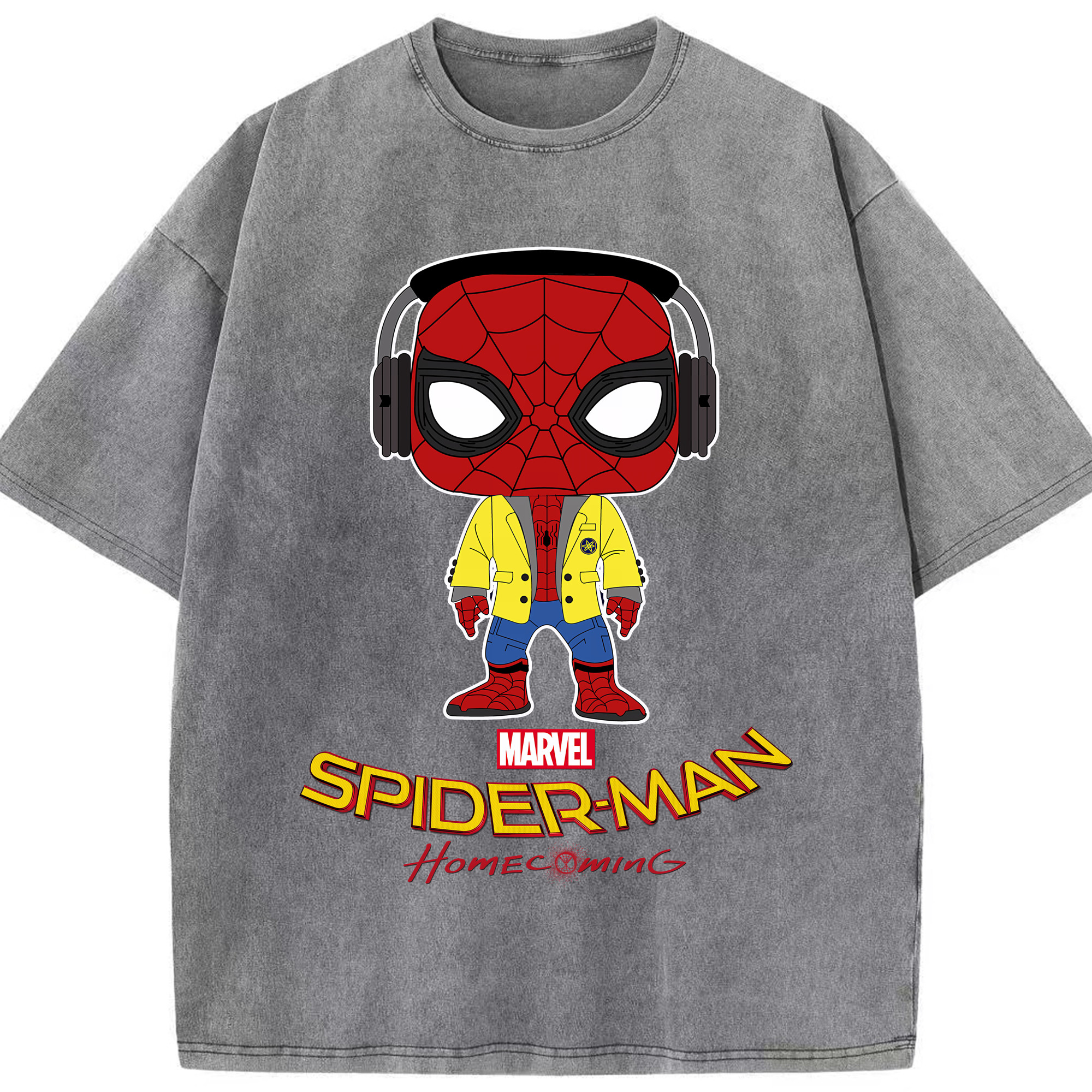 （画像用） Spider Man スパイダーマン 綿100% ヴィンテージ風 半袖Tシャツ（フロントプリント）