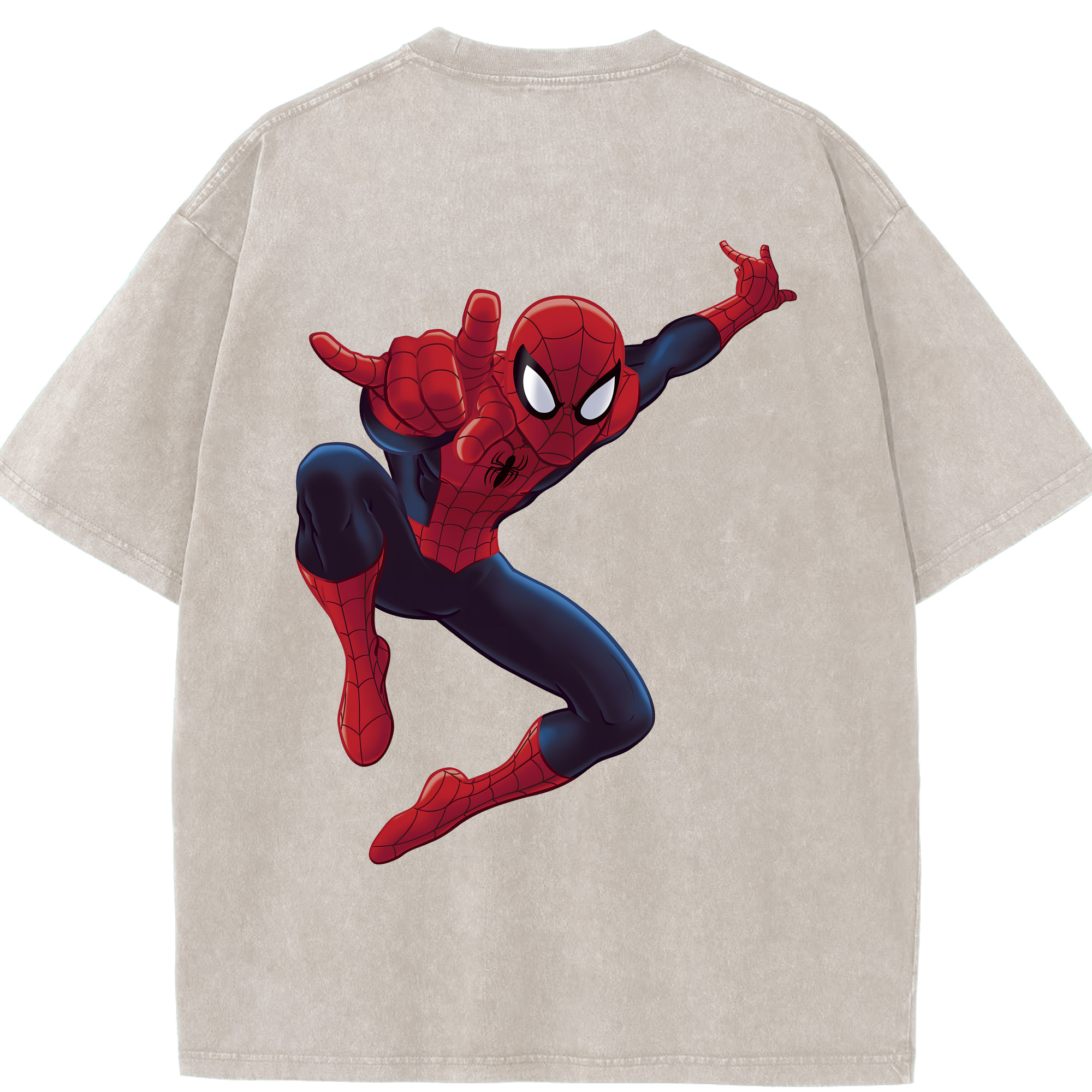 （画像用） Spider Man スパイダーマン 綿100% ヴィンテージ風 半袖Tシャツ（背面プリント）