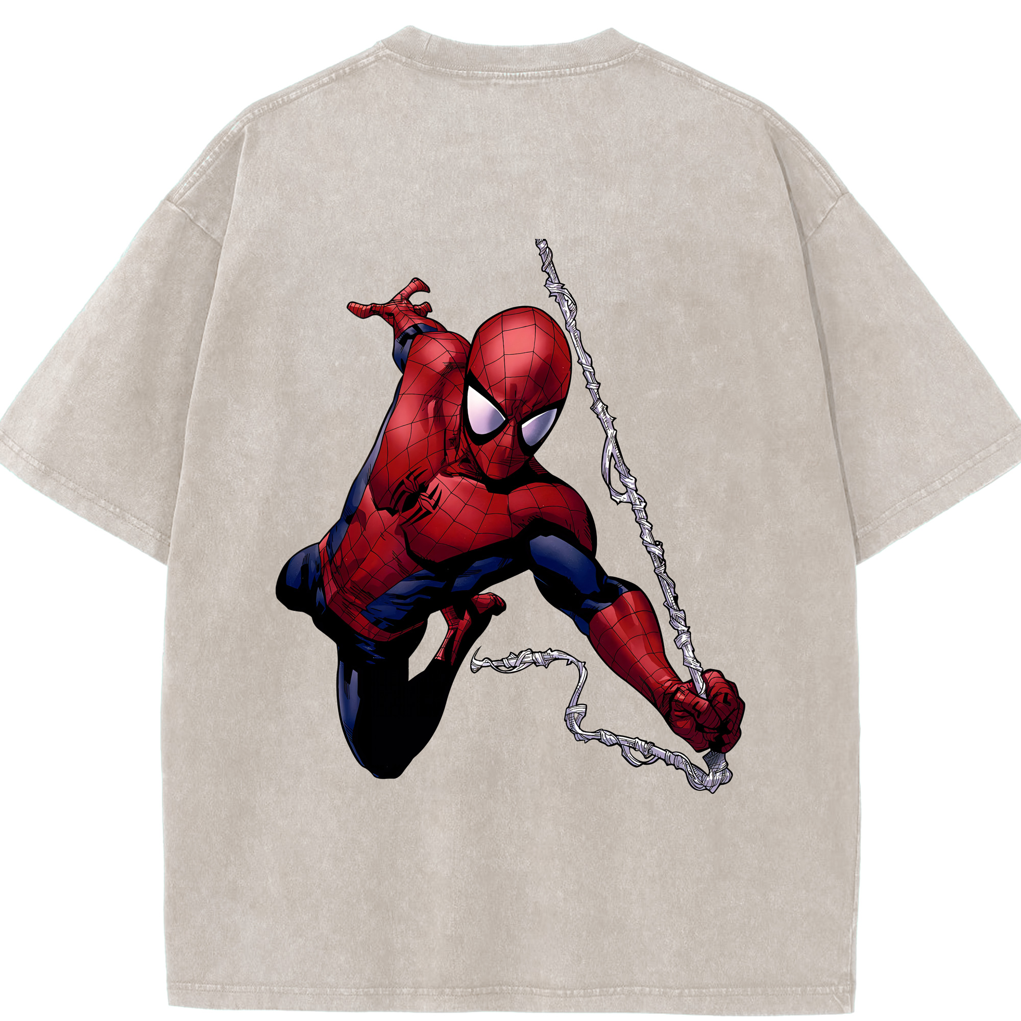 （画像用） Spider Man スパイダーマン 綿100% ヴィンテージ風 半袖Tシャツ（背面プリント）