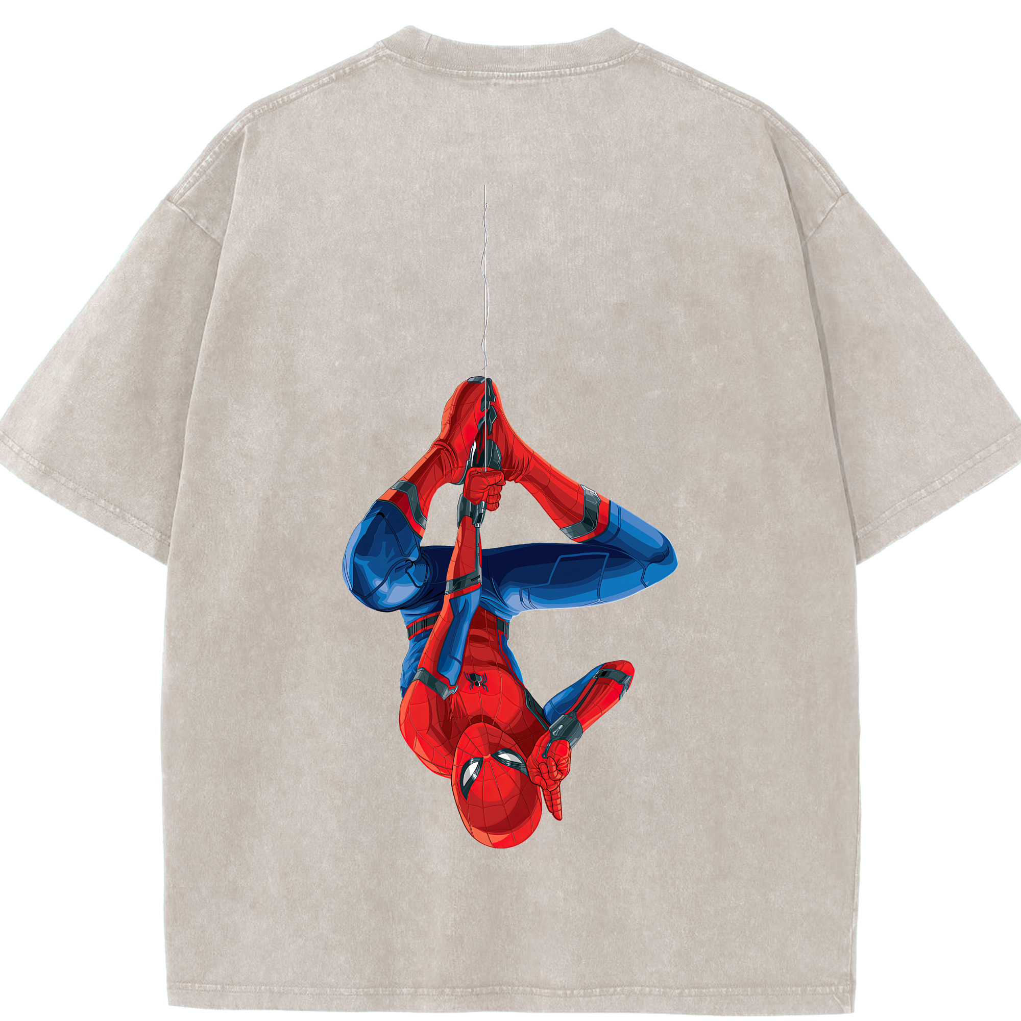 （画像用） Spider Man スパイダーマン 綿100% ヴィンテージ風 半袖Tシャツ（背面プリント）