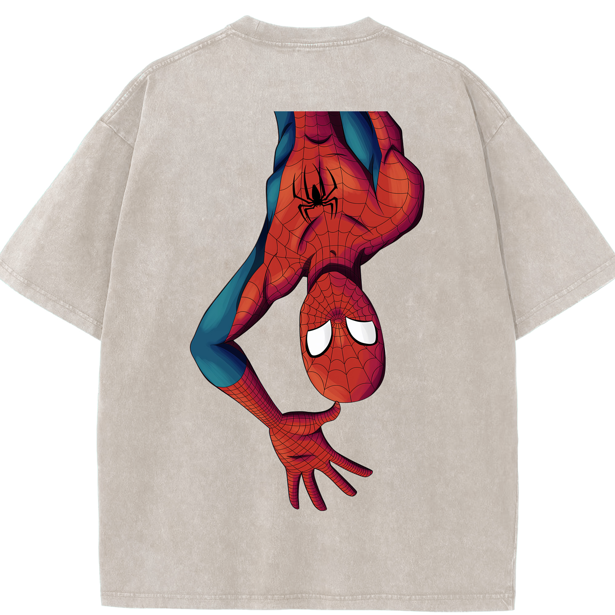 （画像用） Spider Man スパイダーマン 綿100% ヴィンテージ風 半袖Tシャツ（背面プリント）