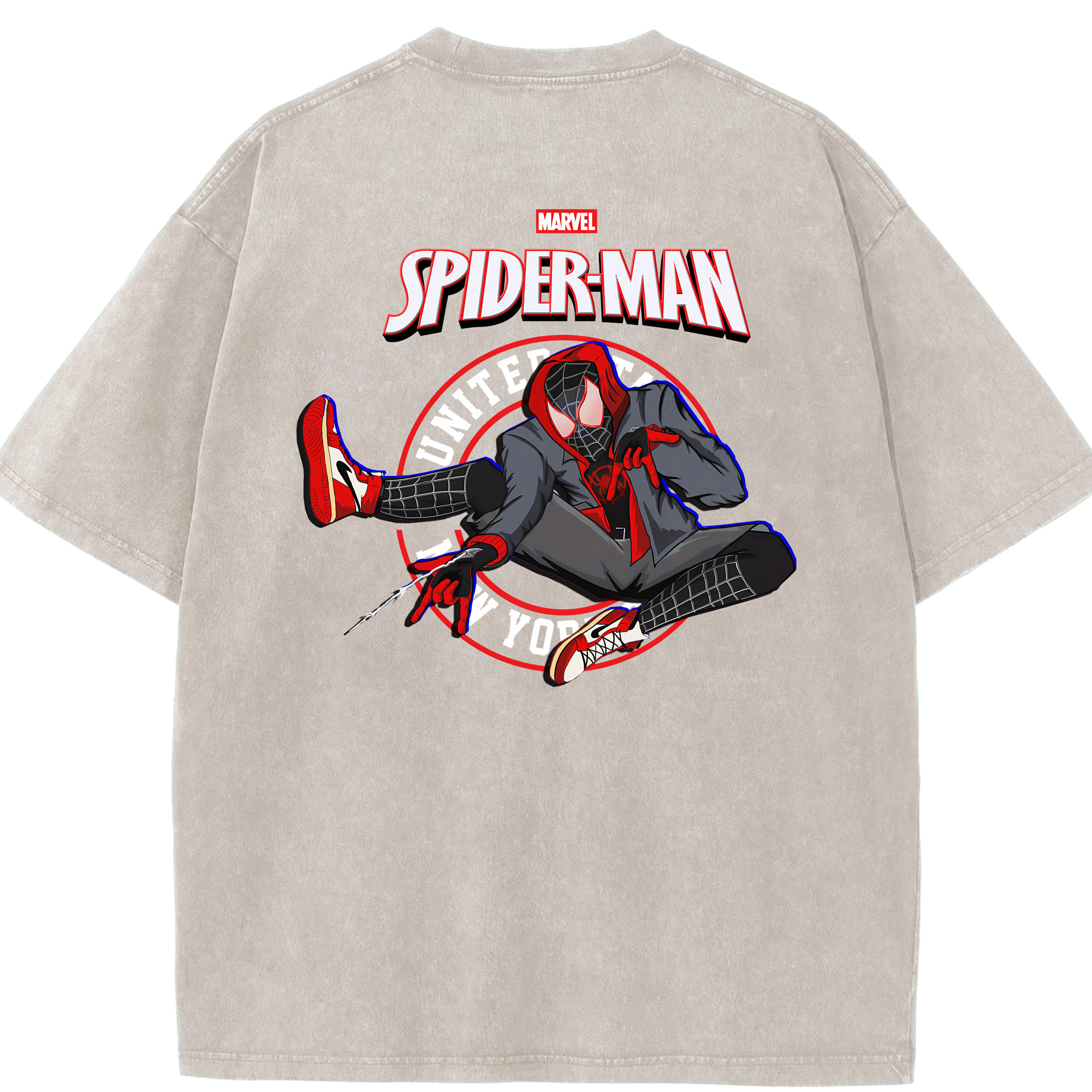 （画像用） Spider Man スパイダーマン 綿100% ヴィンテージ風 半袖Tシャツ（背面プリント）