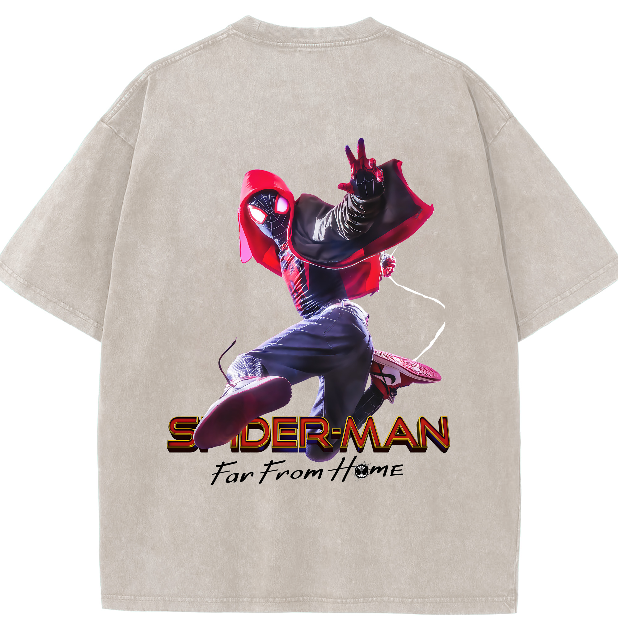 （画像用） Spider Man スパイダーマン 綿100% ヴィンテージ風 半袖Tシャツ（背面プリント）