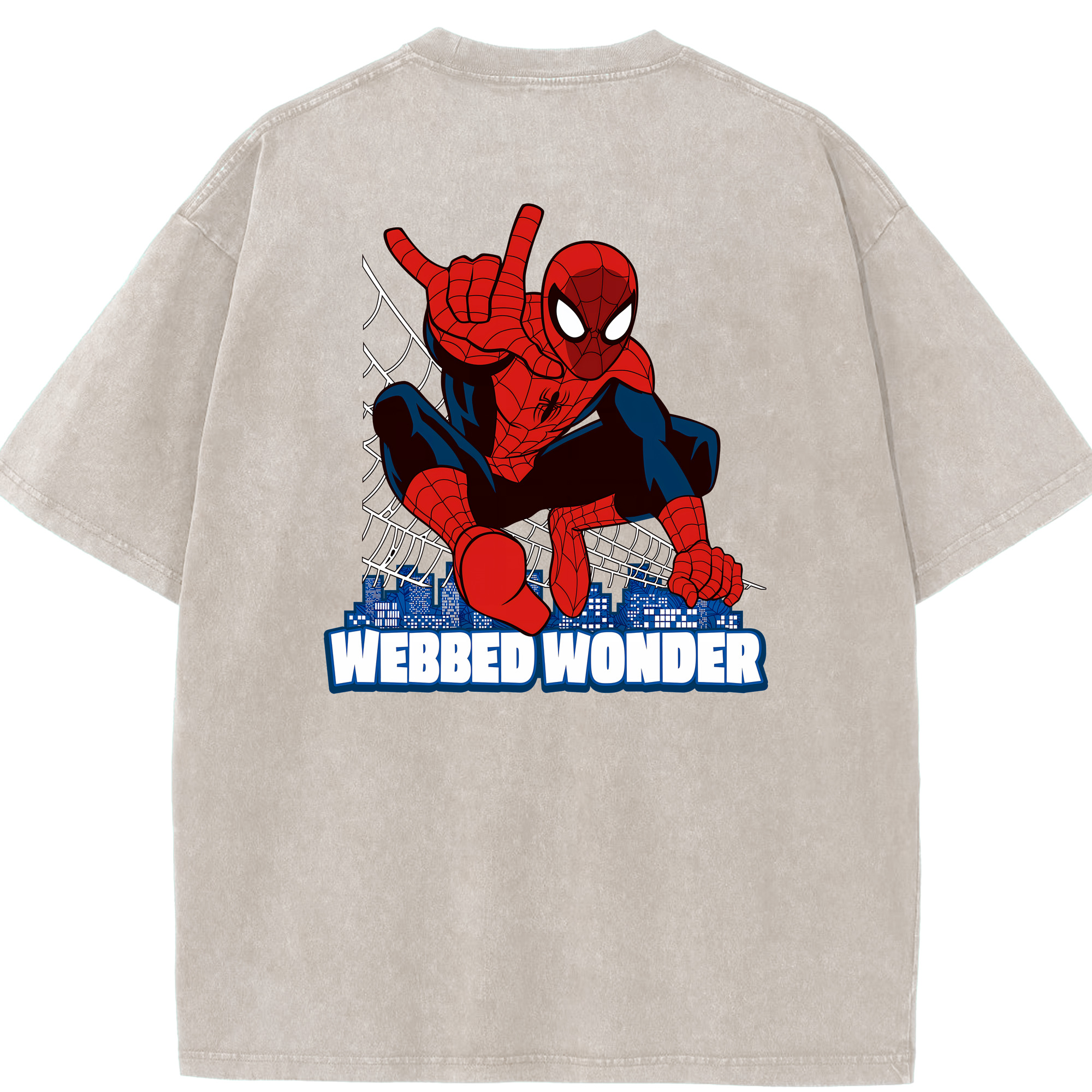 （画像用） Spider Man スパイダーマン 綿100% ヴィンテージ風 半袖Tシャツ（背面プリント）