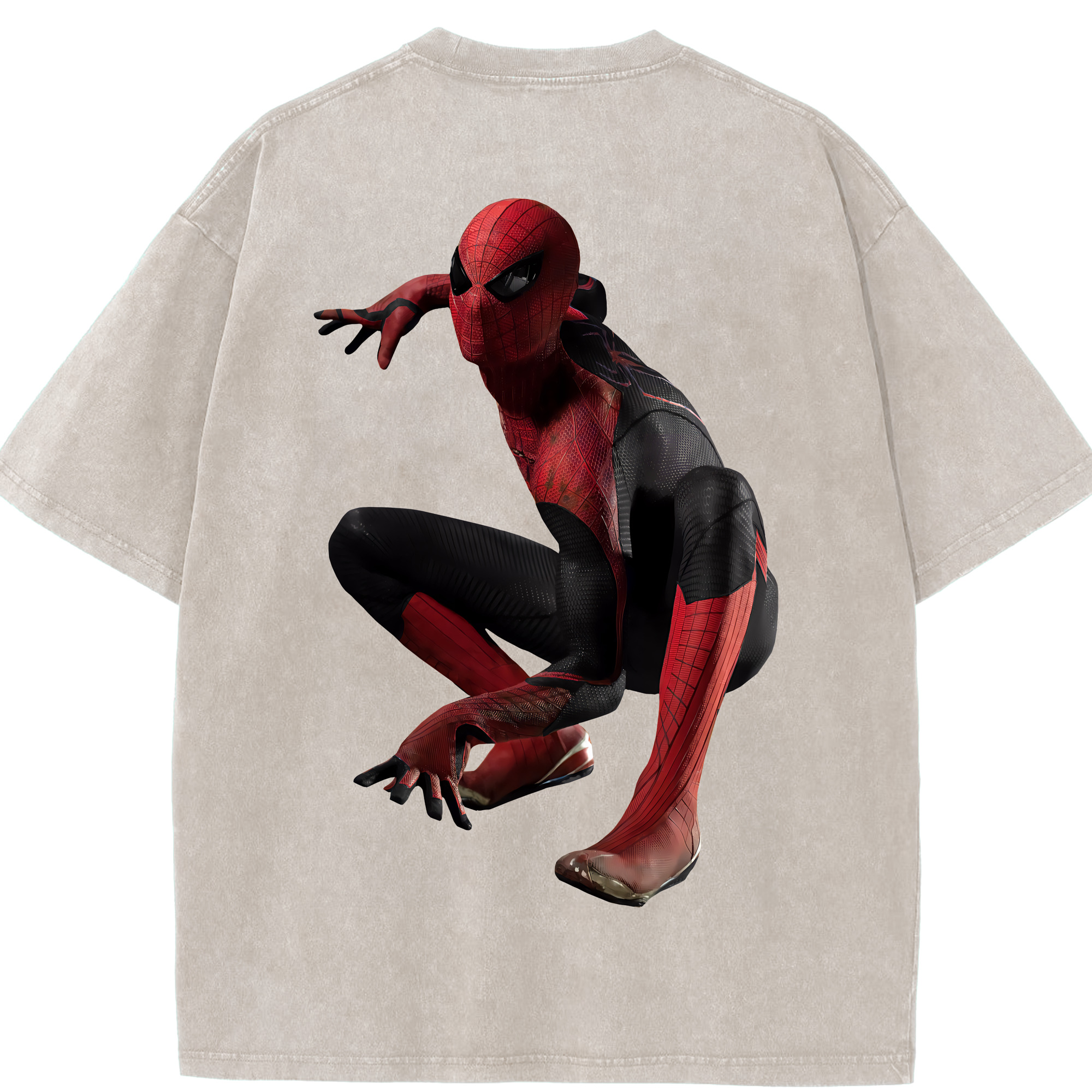 （画像用） Spider Man スパイダーマン 綿100% ヴィンテージ風 半袖Tシャツ（背面プリント）