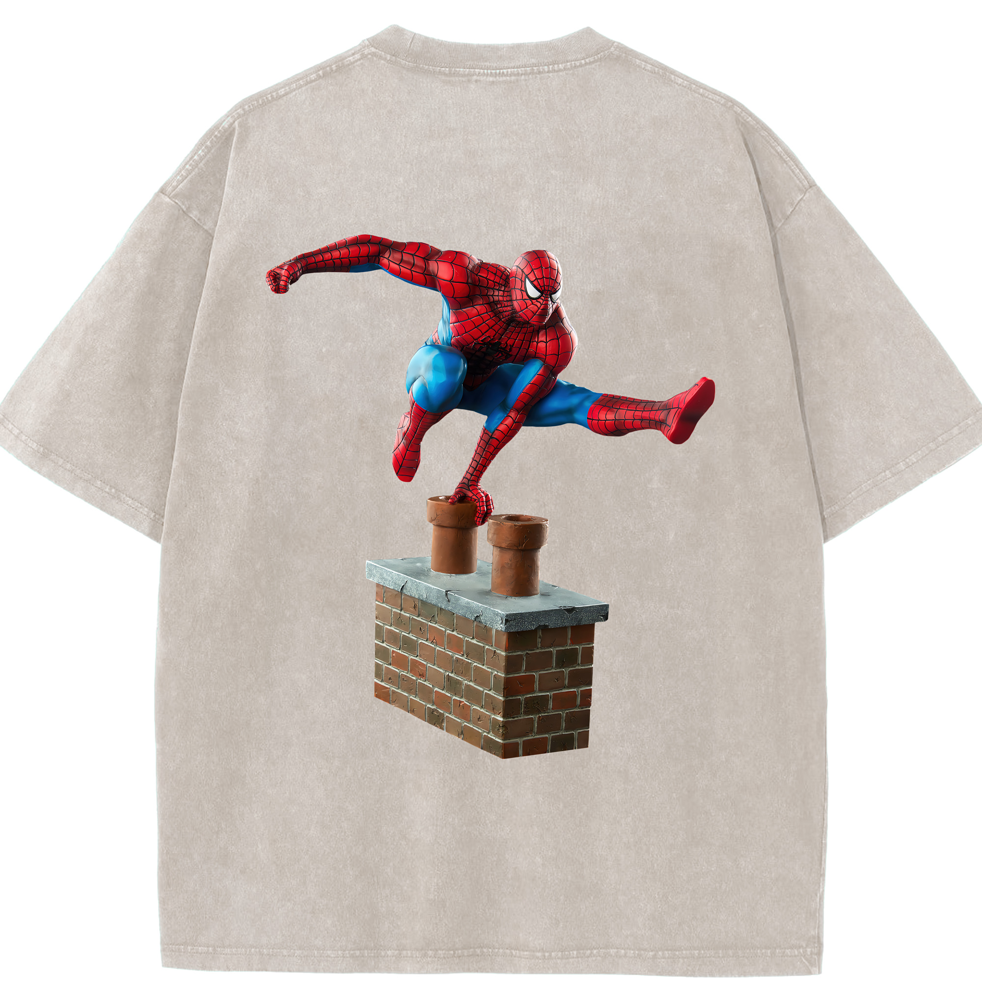 （画像用） Spider Man スパイダーマン 綿100% ヴィンテージ風 半袖Tシャツ（背面プリント）