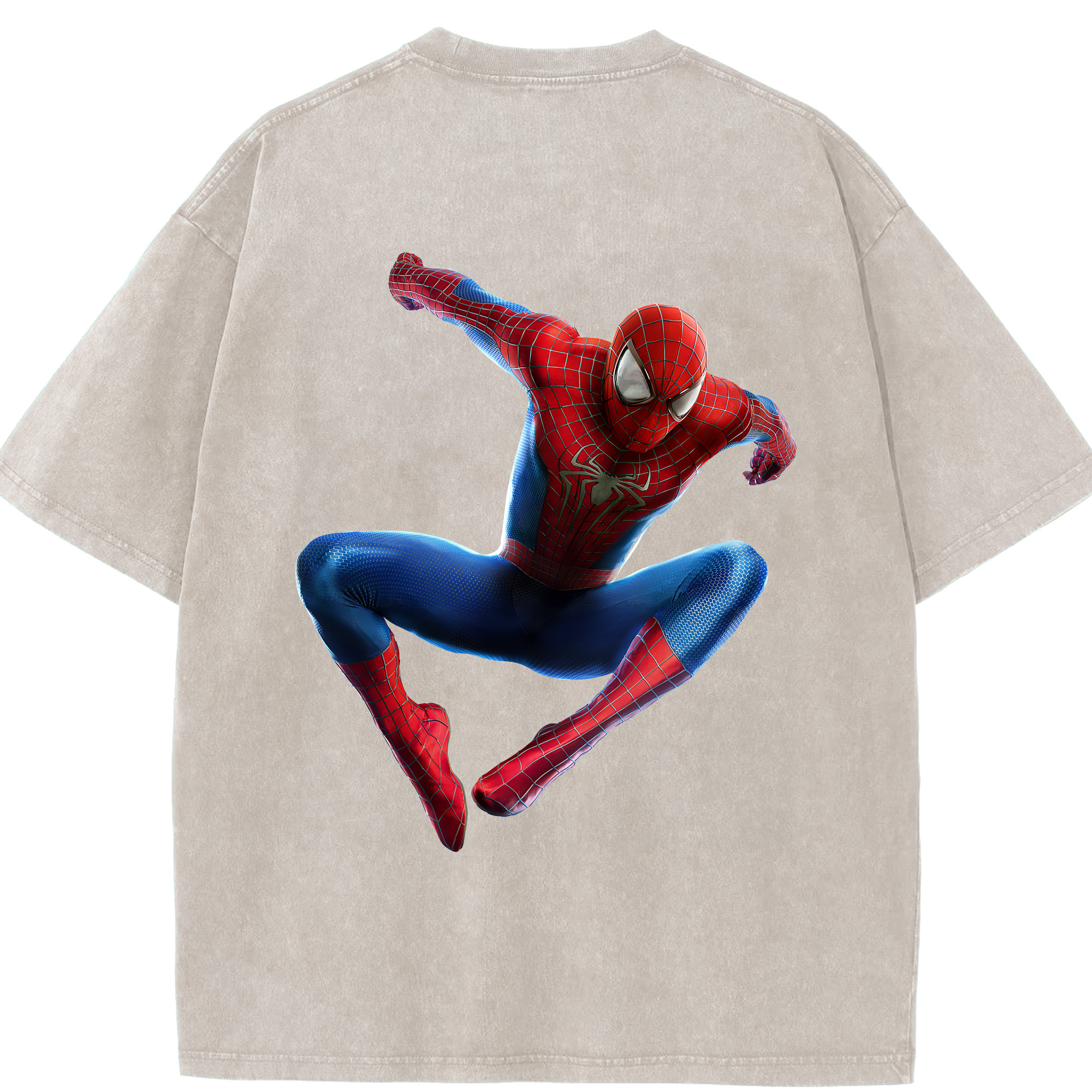 （画像用） Spider Man スパイダーマン 綿100% ヴィンテージ風 半袖Tシャツ（背面プリント）