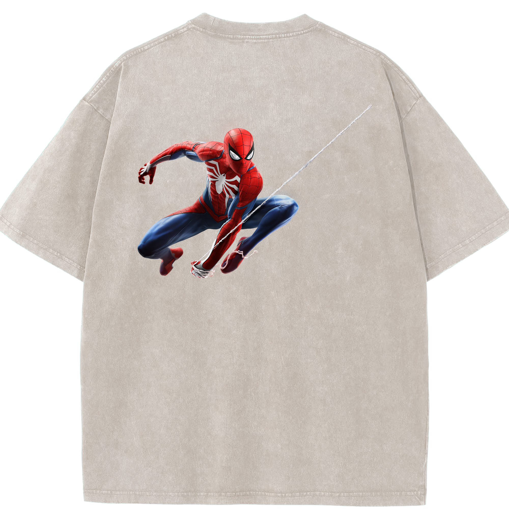 （画像用） Spider Man スパイダーマン 綿100% ヴィンテージ風 半袖Tシャツ（背面プリント）