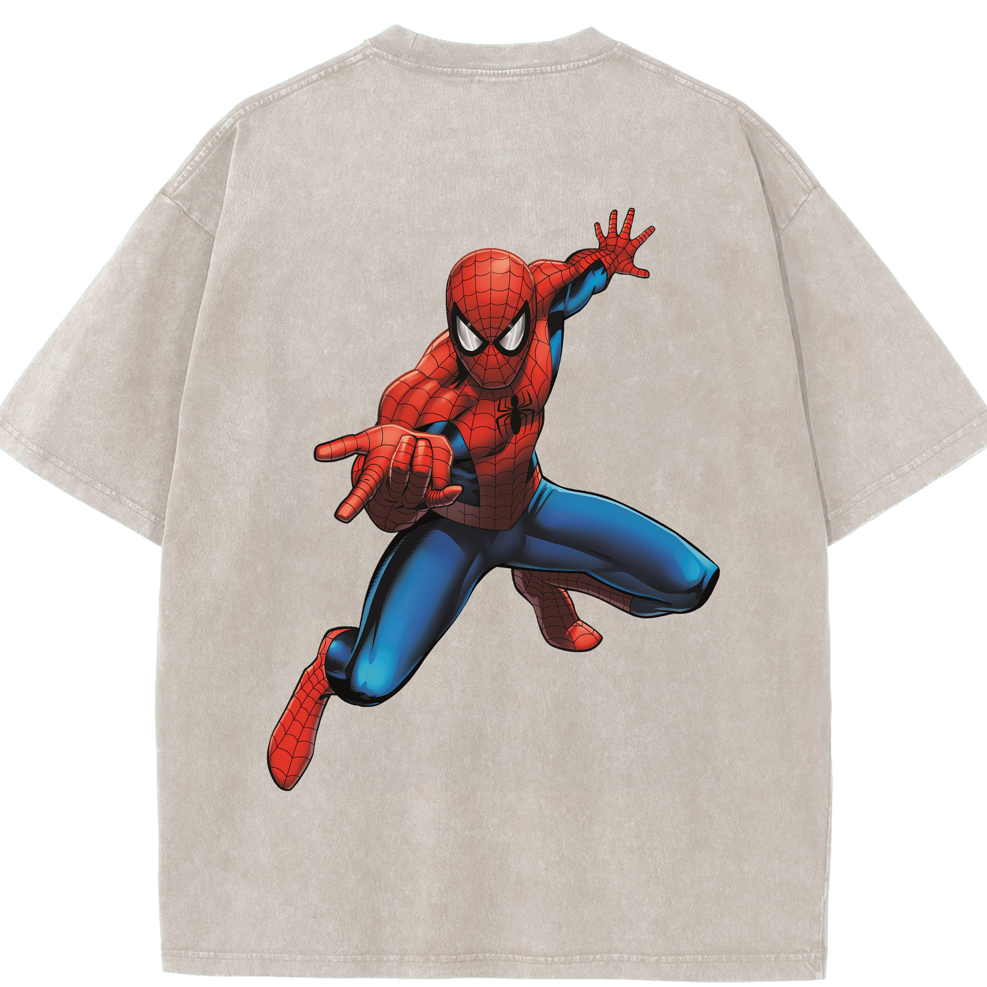 （画像用） Spider Man スパイダーマン 綿100% ヴィンテージ風 半袖Tシャツ（背面プリント）