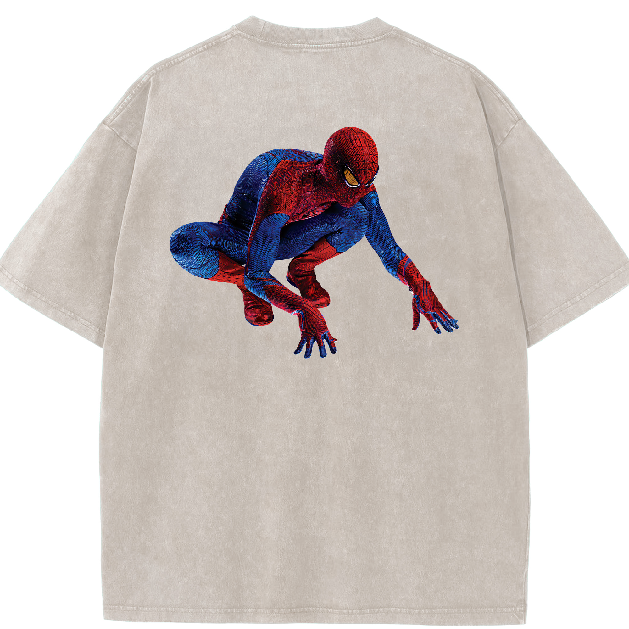 （画像用） Spider Man スパイダーマン 綿100% ヴィンテージ風 半袖Tシャツ（背面プリント）