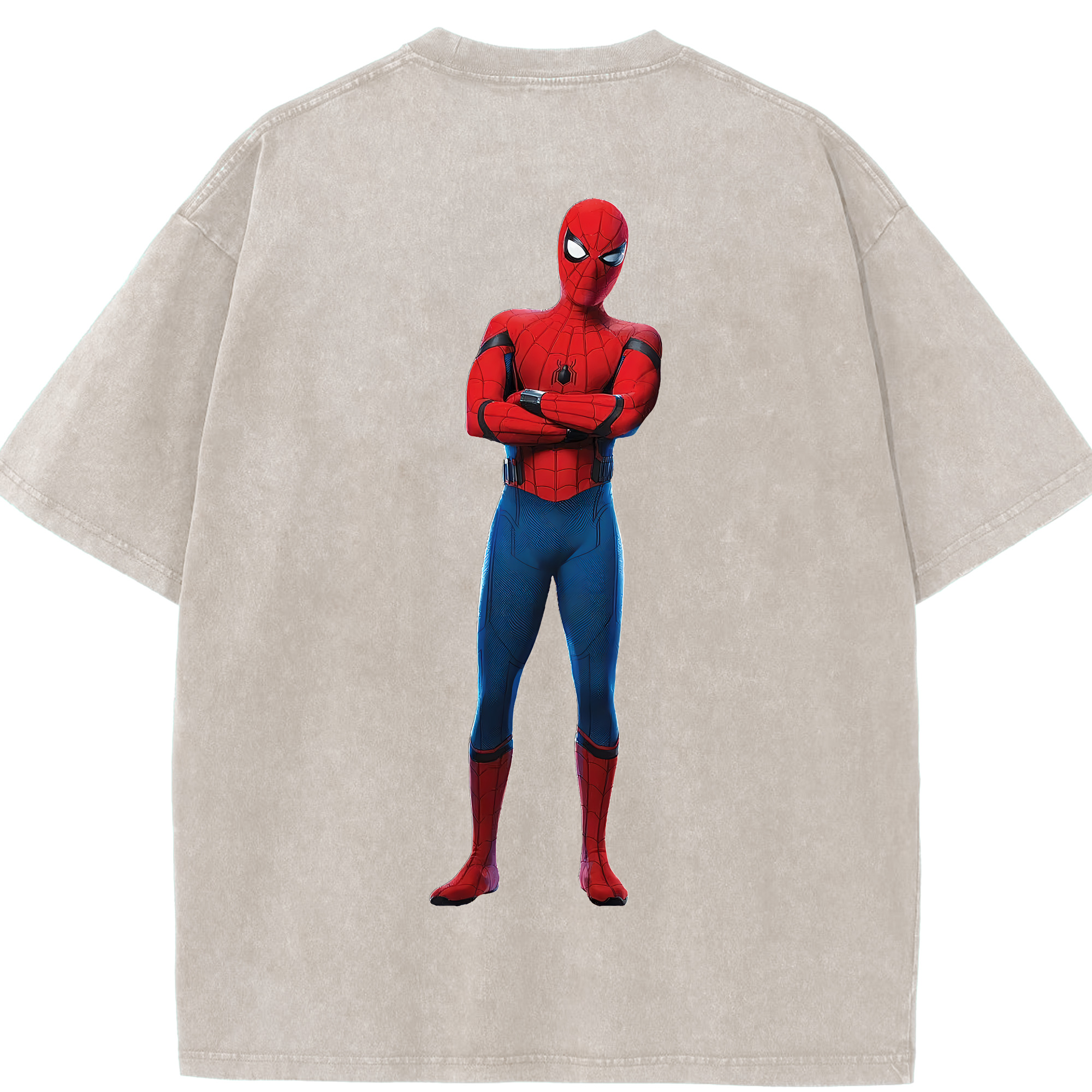 （画像用） Spider Man スパイダーマン 綿100% ヴィンテージ風 半袖Tシャツ（背面プリント）