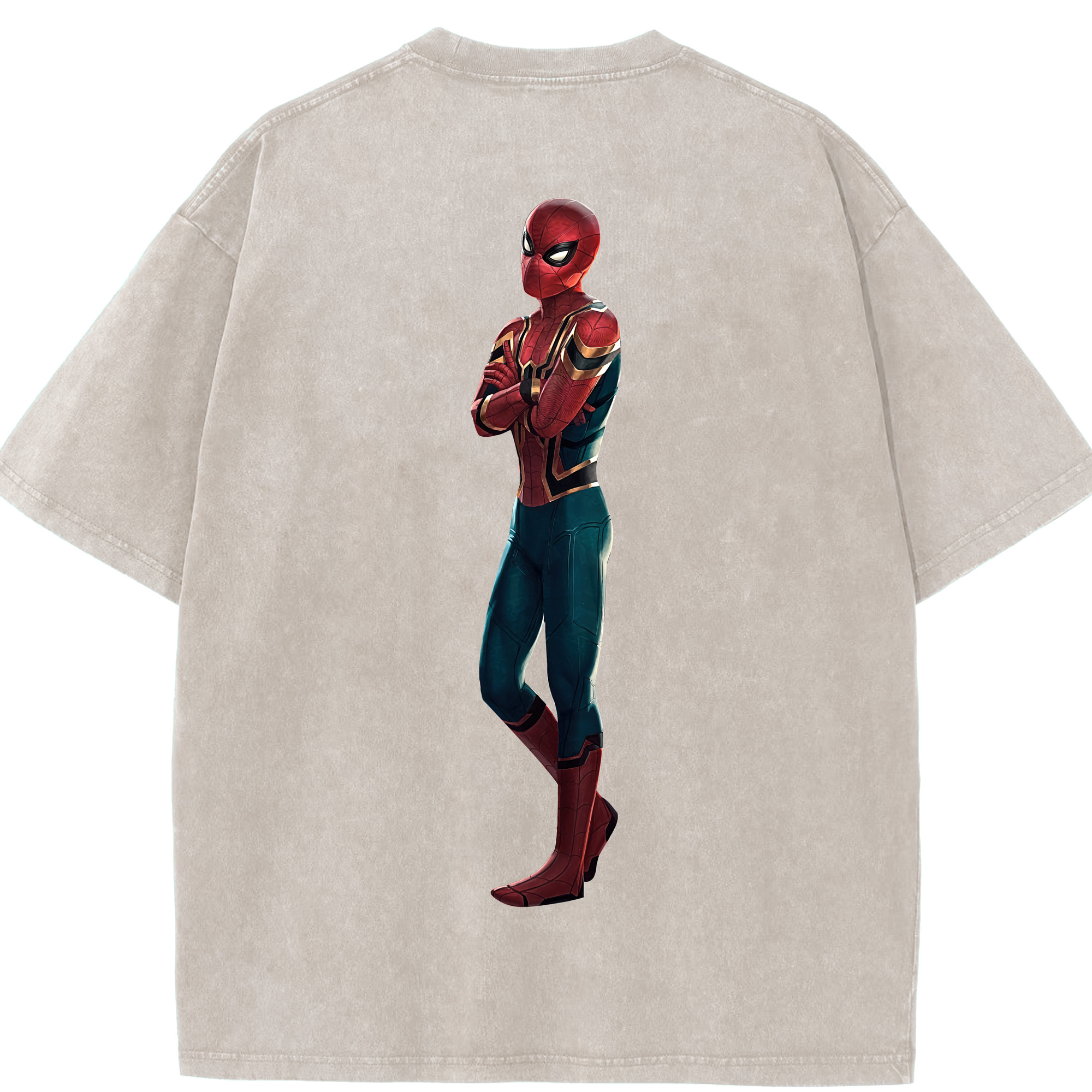 （画像用） Spider Man スパイダーマン 綿100% ヴィンテージ風 半袖Tシャツ（背面プリント）