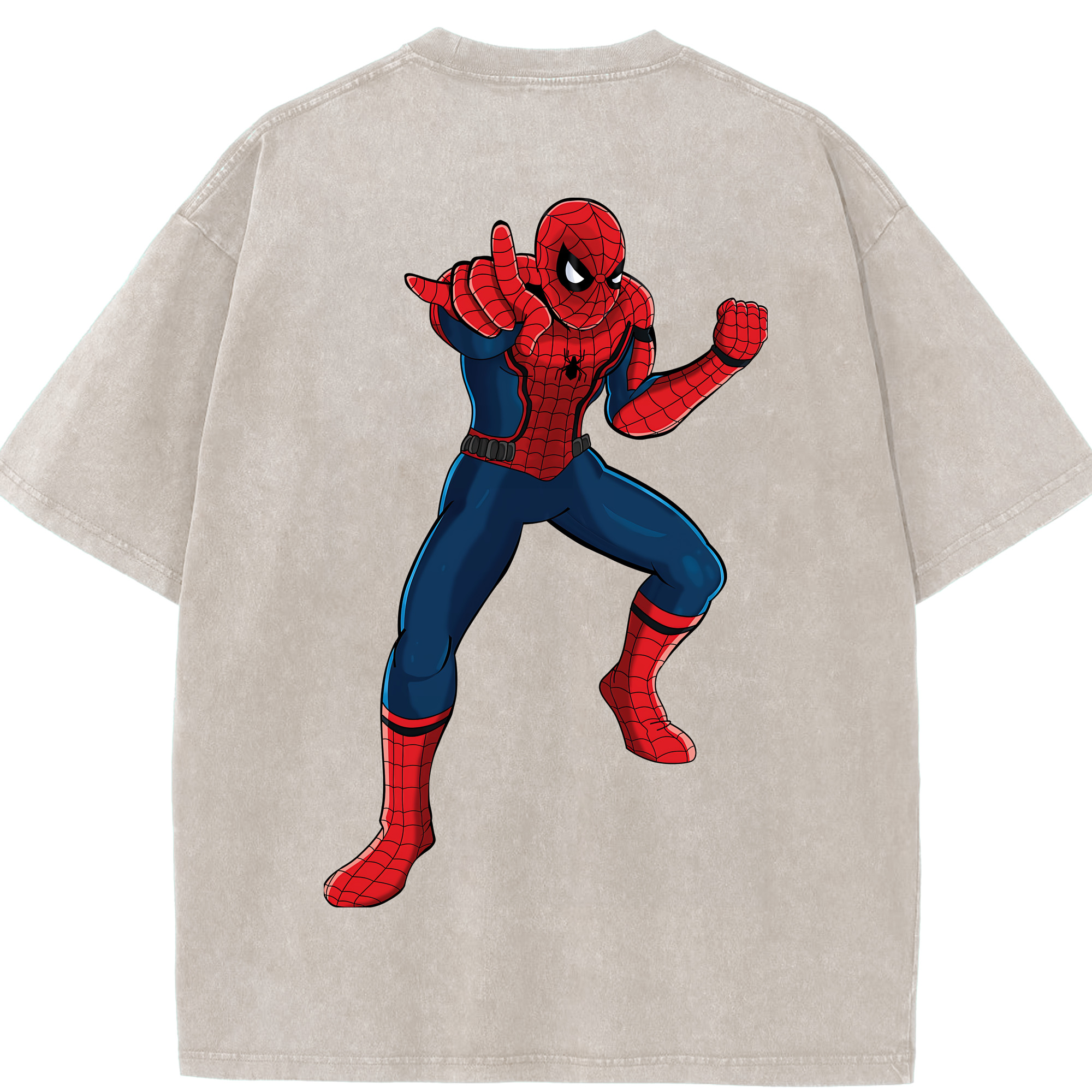 （画像用） Spider Man スパイダーマン 綿100% ヴィンテージ風 半袖Tシャツ（背面プリント）
