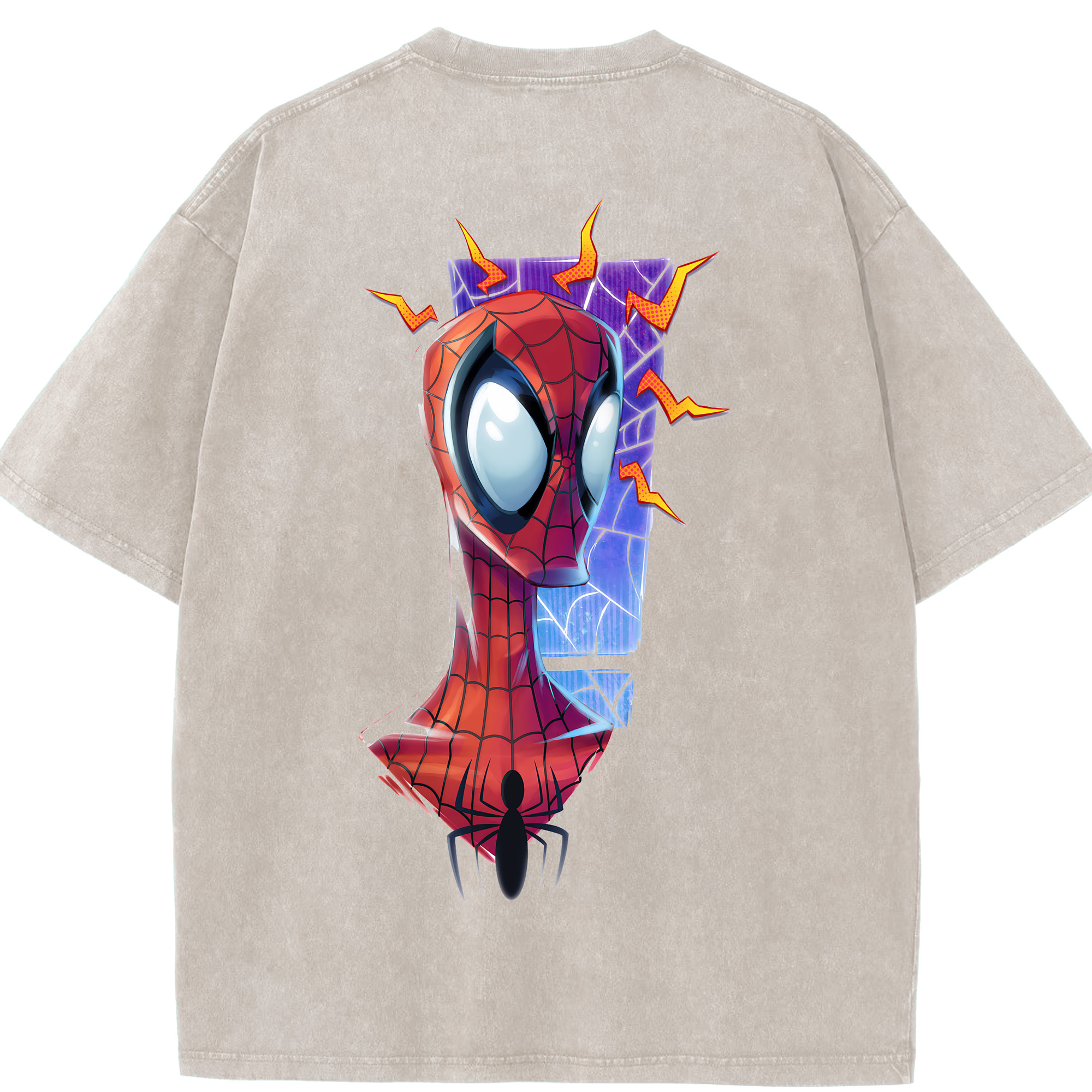 （画像用） Spider Man スパイダーマン 綿100% ヴィンテージ風 半袖Tシャツ（背面プリント）