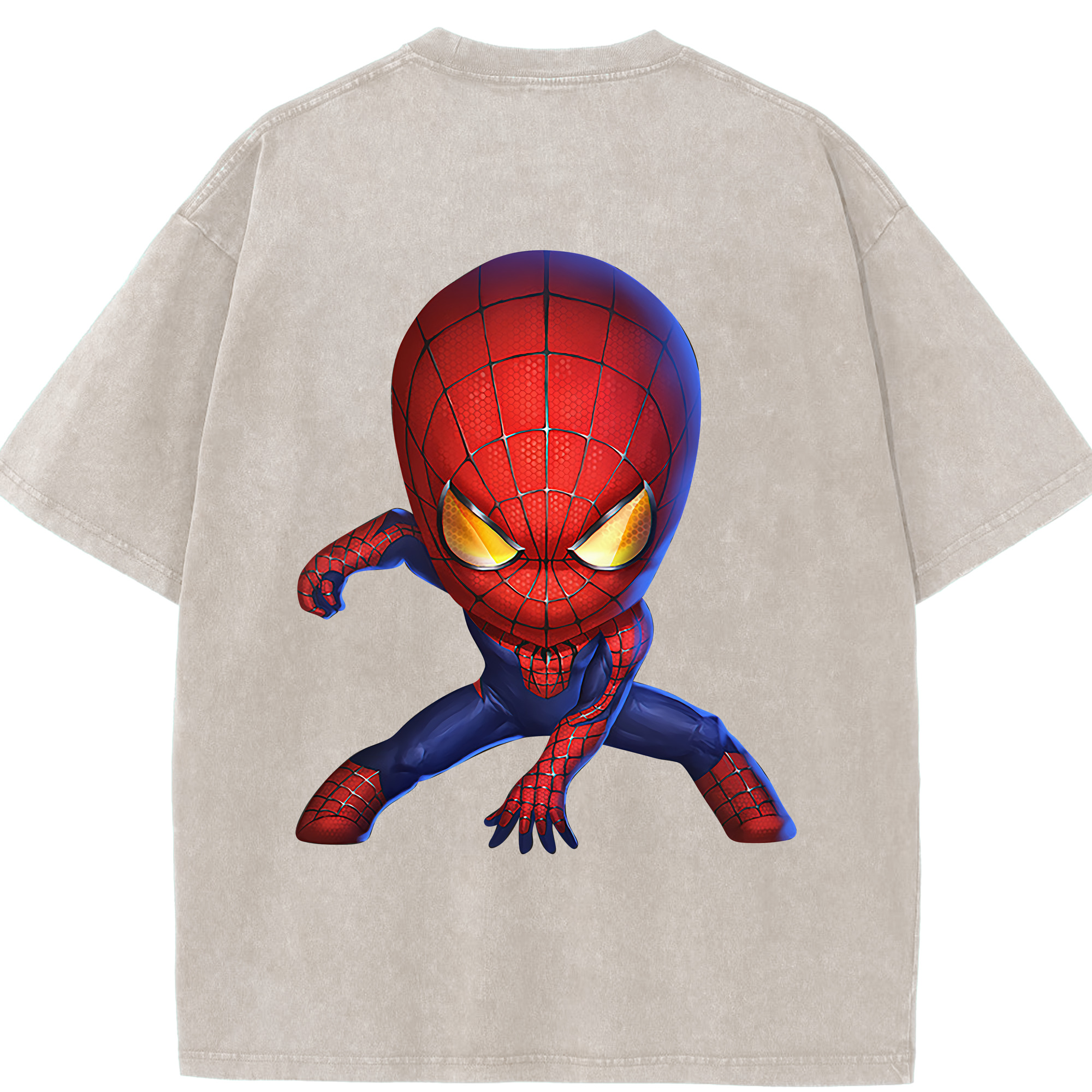 （画像用） Spider Man スパイダーマン 綿100% ヴィンテージ風 半袖Tシャツ（背面プリント）