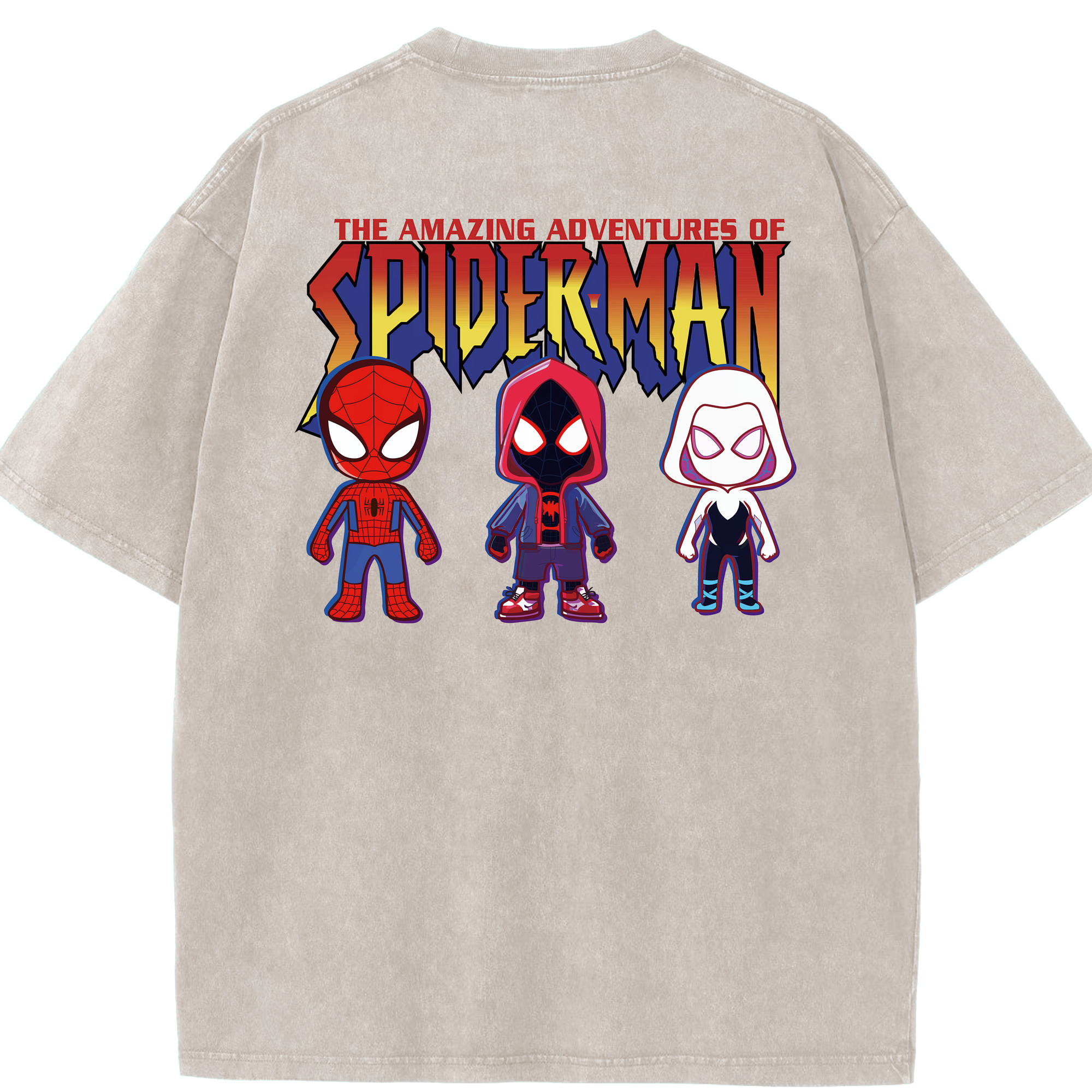 （画像用） Spider Man スパイダーマン 綿100% ヴィンテージ風 半袖Tシャツ（背面プリント）