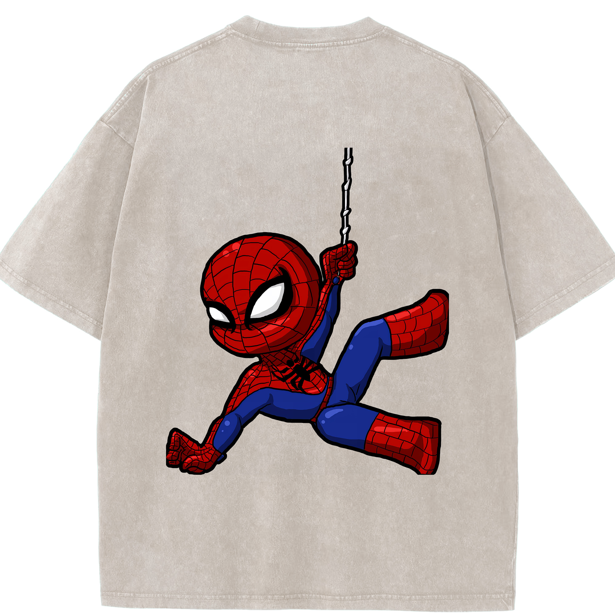 （画像用） Spider Man スパイダーマン 綿100% ヴィンテージ風 半袖Tシャツ（背面プリント）