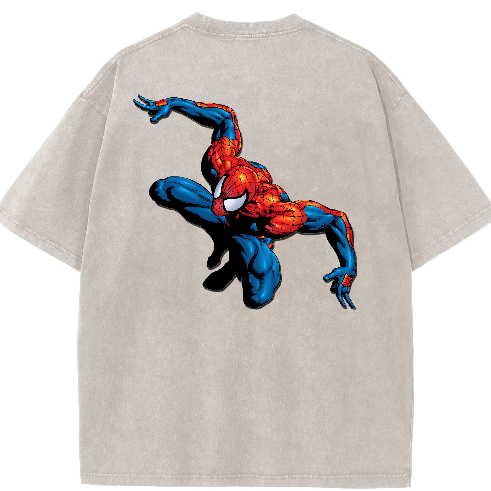 （画像用） Spider Man スパイダーマン 綿100% ヴィンテージ風 半袖Tシャツ（背面プリント）