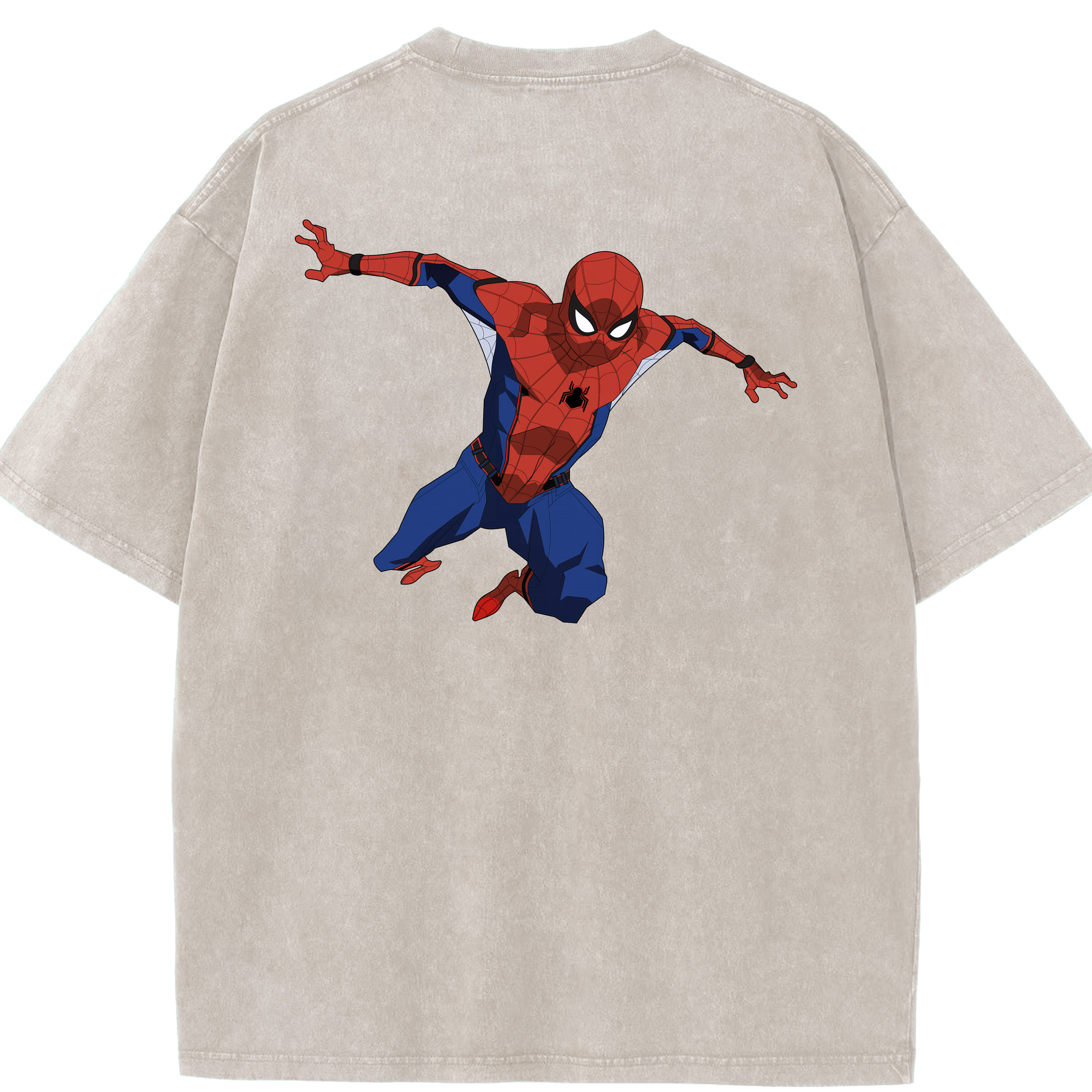 （画像用） Spider Man スパイダーマン 綿100% ヴィンテージ風 半袖Tシャツ（背面プリント）