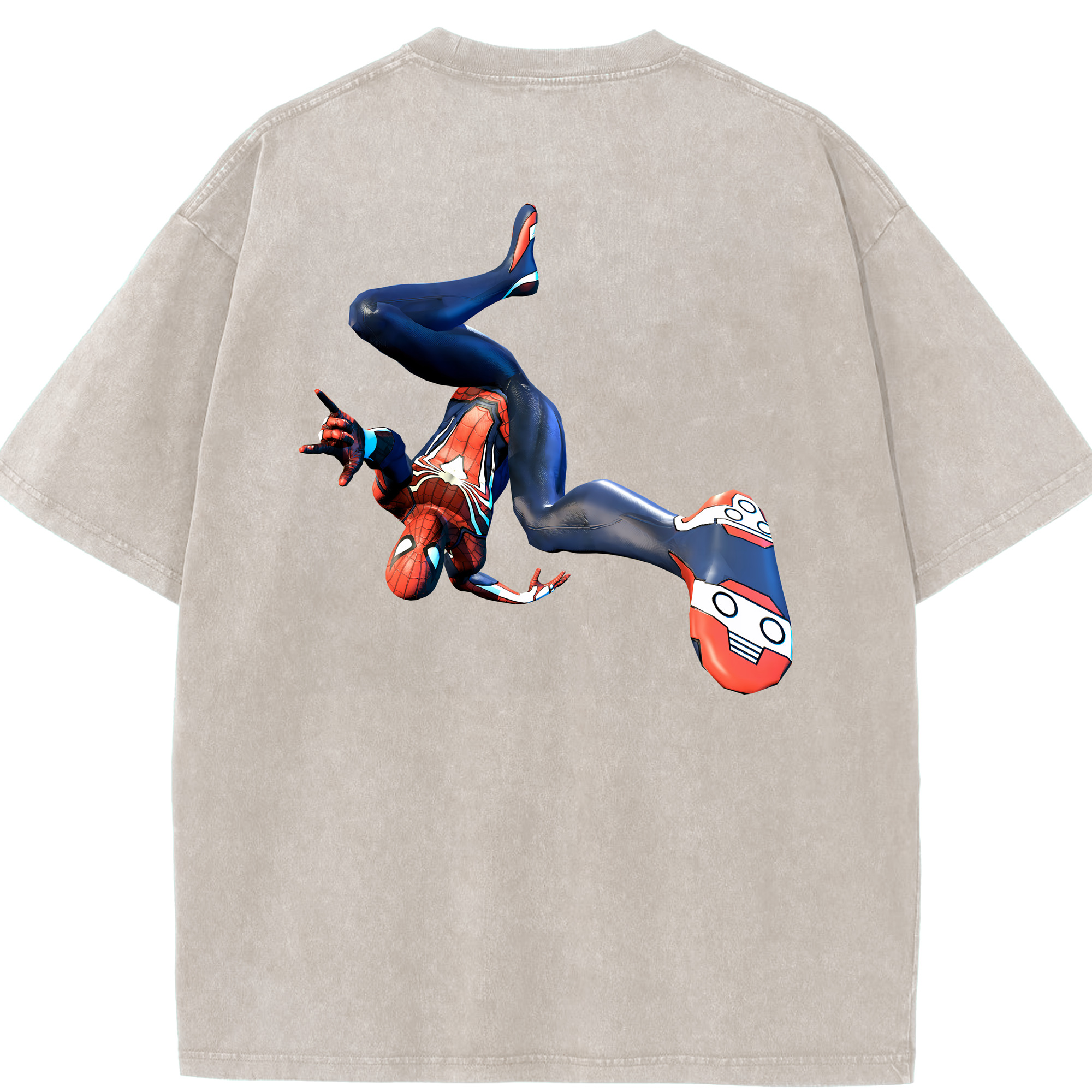 （画像用） Spider Man スパイダーマン 綿100% ヴィンテージ風 半袖Tシャツ（背面プリント）