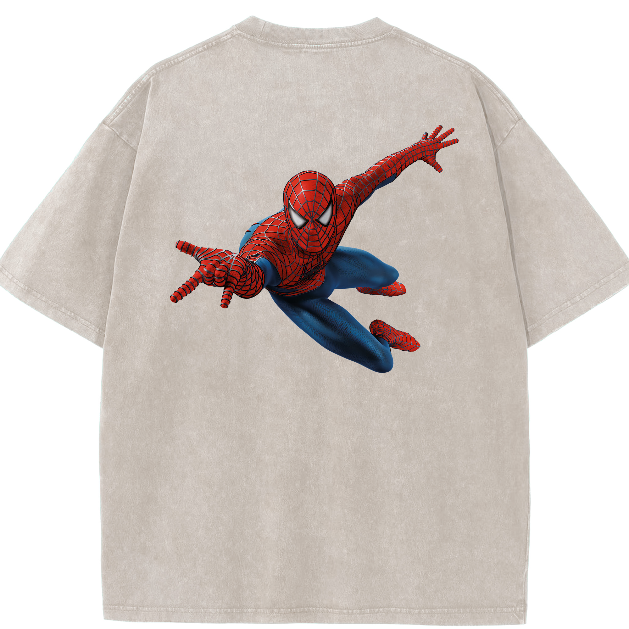 （画像用） Spider Man スパイダーマン 綿100% ヴィンテージ風 半袖Tシャツ（背面プリント）