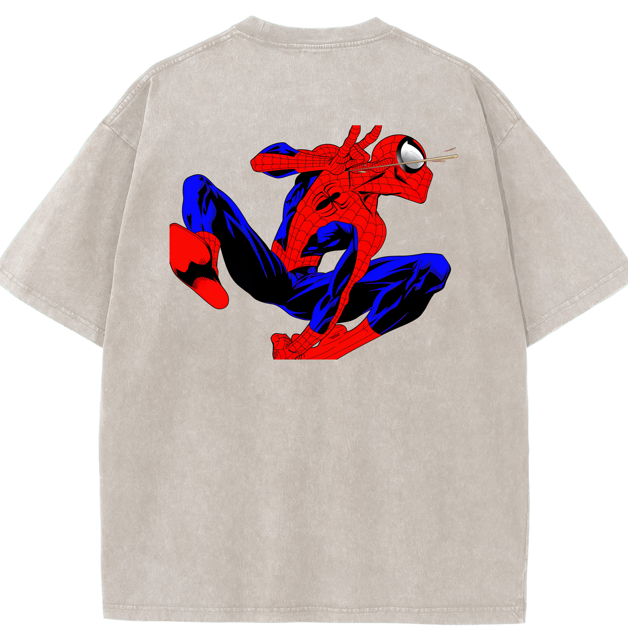 （画像用） Spider Man スパイダーマン 綿100% ヴィンテージ風 半袖Tシャツ（背面プリント）